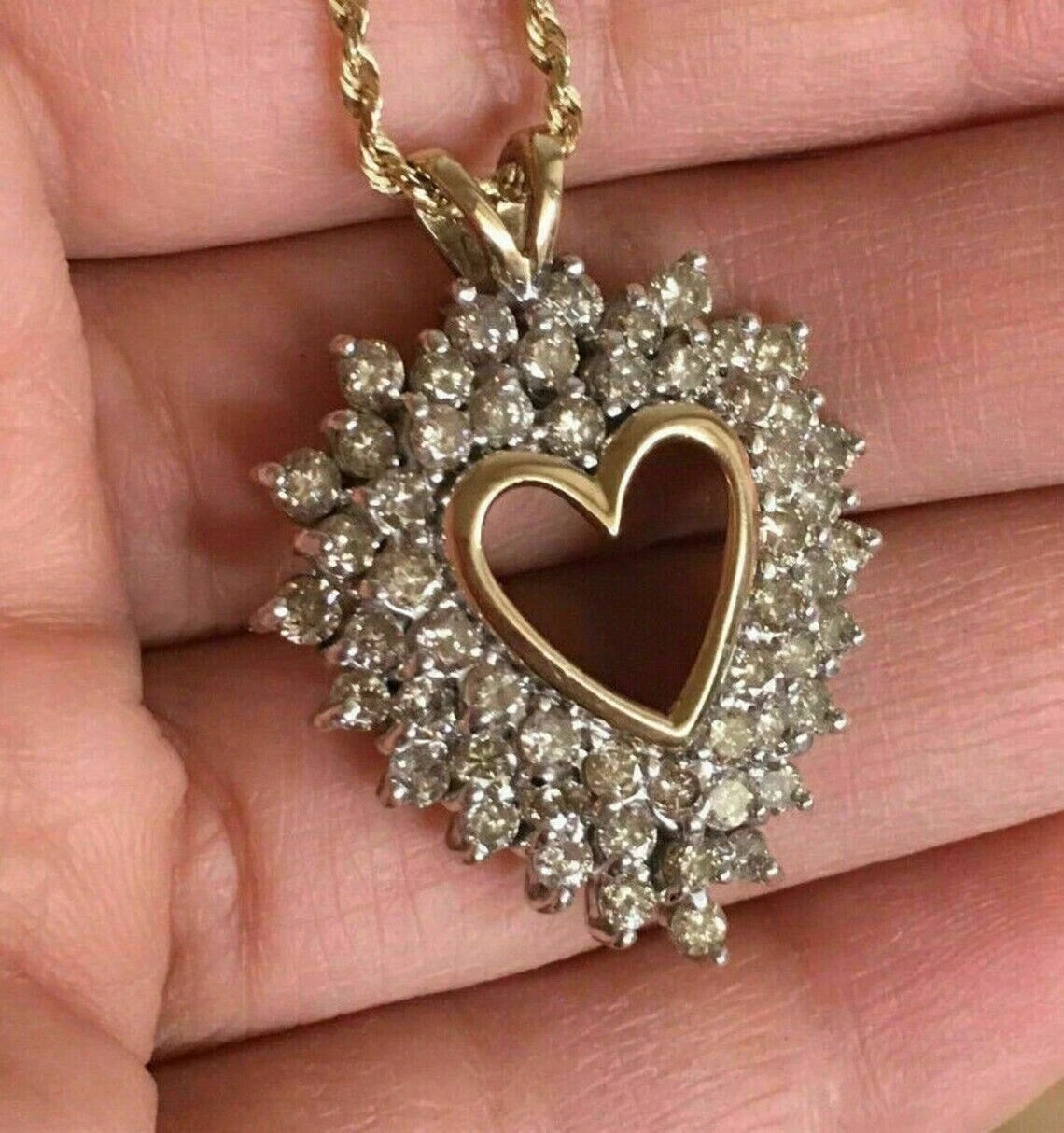 2Ct Round Cut Diamond Heart Engagement Women’s Pendant 14K Yellow Gold Plated