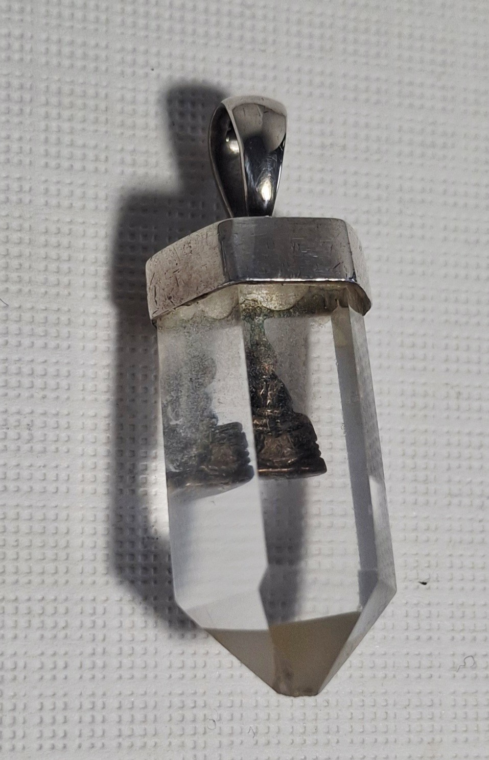 Clear Crystal Point Pendant with Sterling Siiver Bail & Buddha *Wholesale*