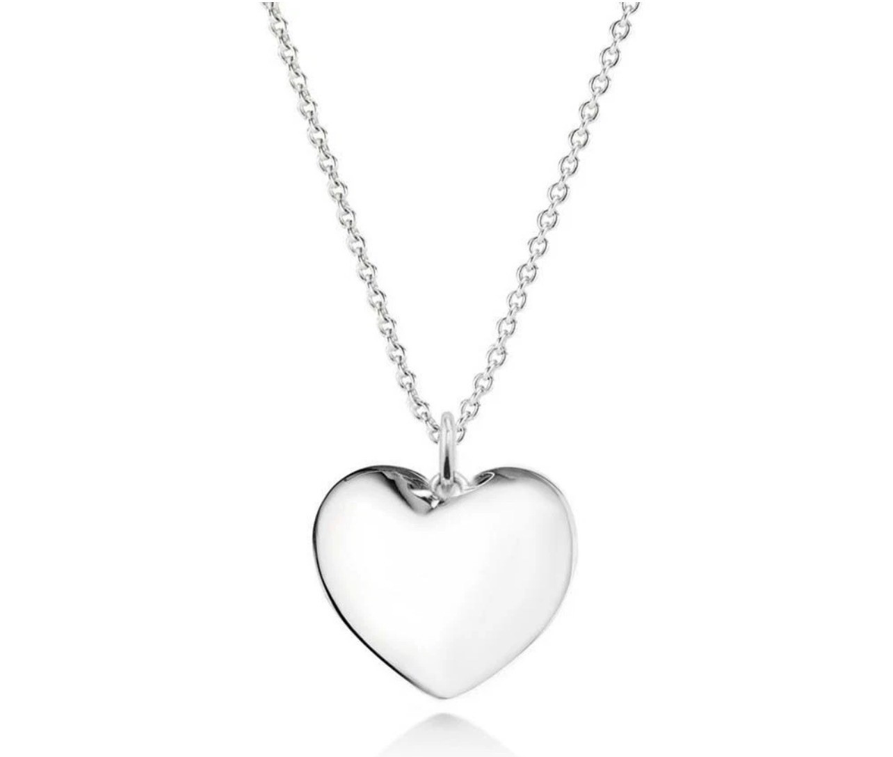 925 Solid Sterling Silver Puffed Heart Pendant Necklace Made In Italy – 18″