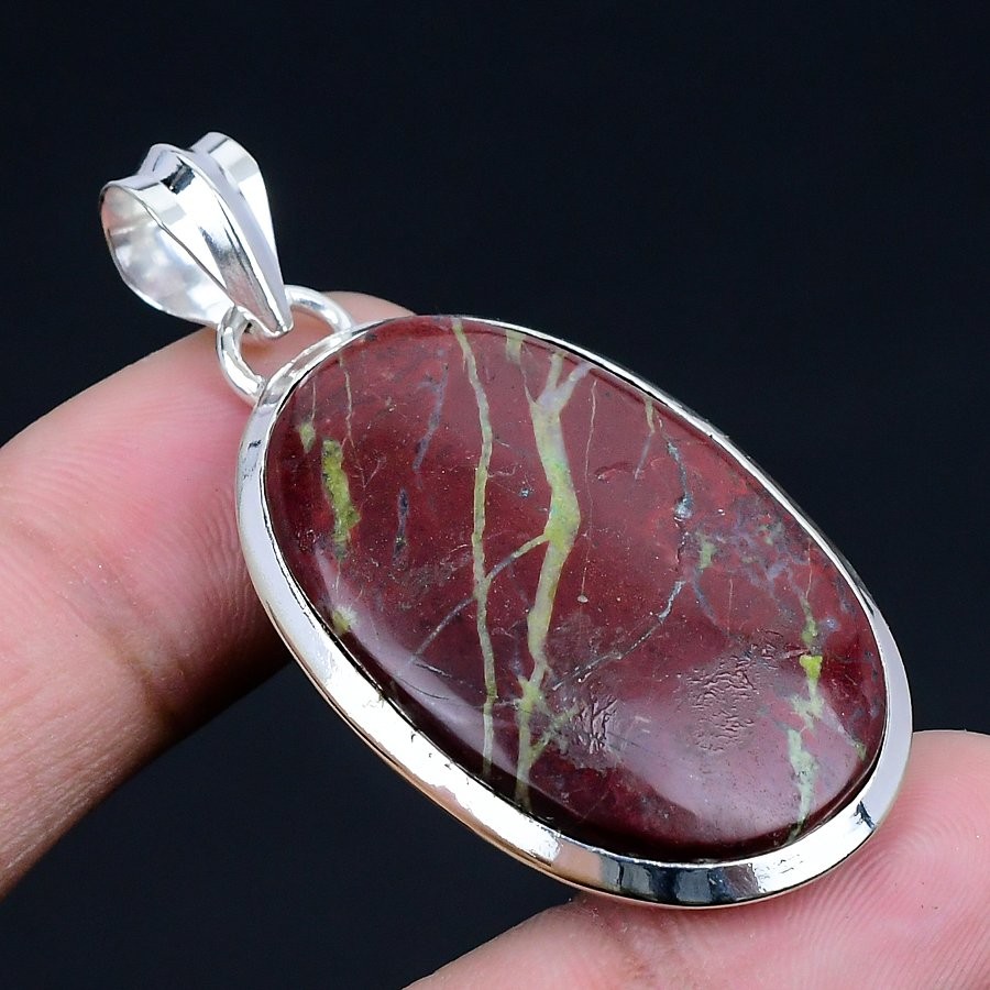 Dragon Blood Gemstone 925 Sterling Silver Jewelry Pendant 1.96″ S115