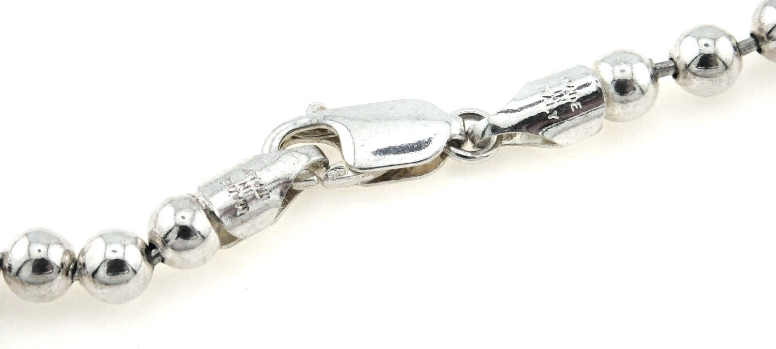 Milor Italy 925 Sterling Silver 5mm Bead Ball Link Chain 32 in. Long