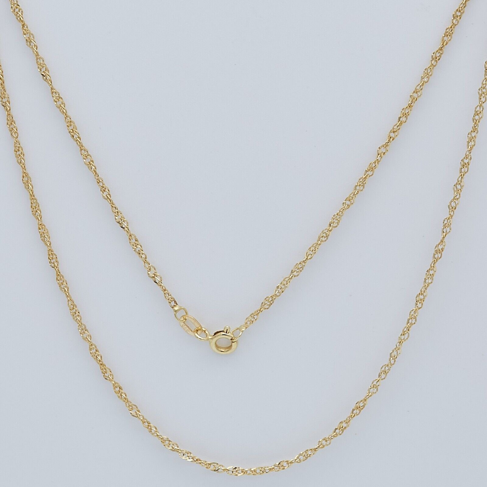 18ct Yellow Gold on Silver 2mm Singapore Chain Necklace 16 18 20 22 24 inch