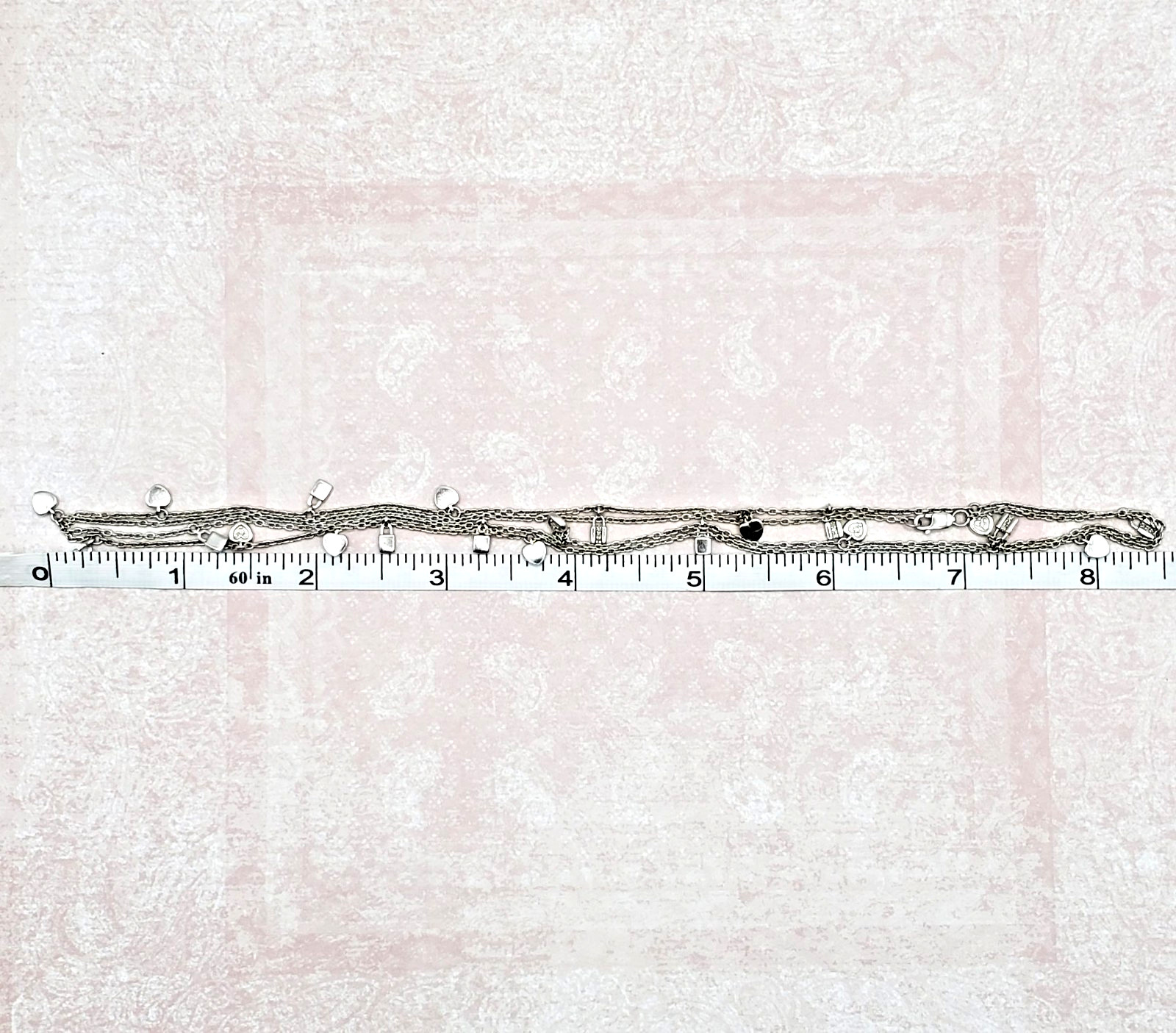 Diamond Drop Pendant Station Necklace in 925 Sterling Silver 36” Inch