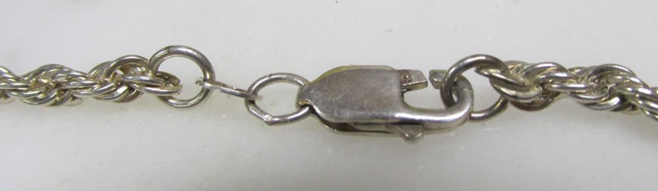 Sterling Silver Unknown Stone Pendant w/ 18″ Sterling Rope Chain ~ 22g ~ 1-C131