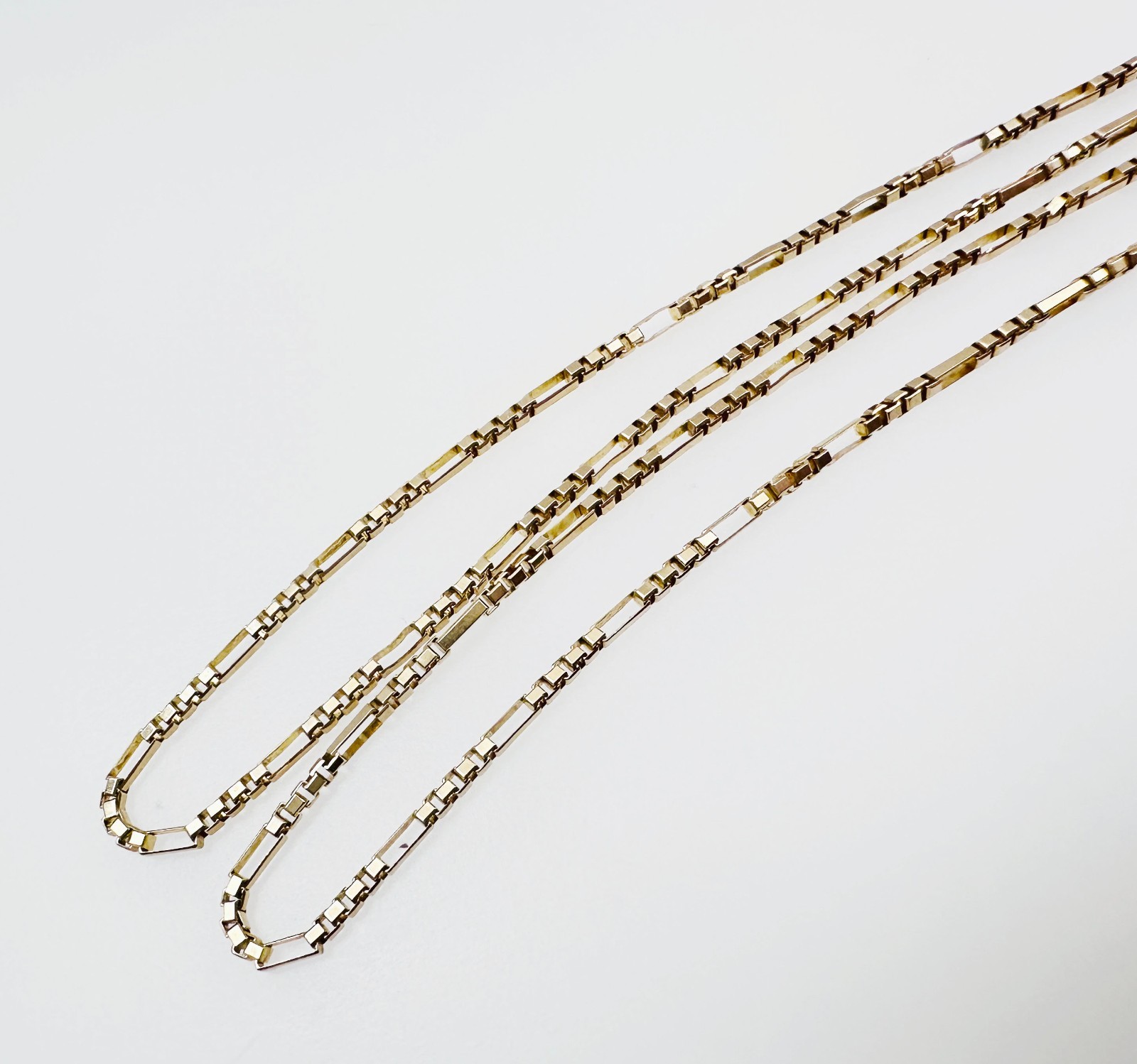 Solid 14K Yellow Gold Figaro Box Link Hybrid Chain Necklace 1.4mm, 24 1/2″, 5.6g