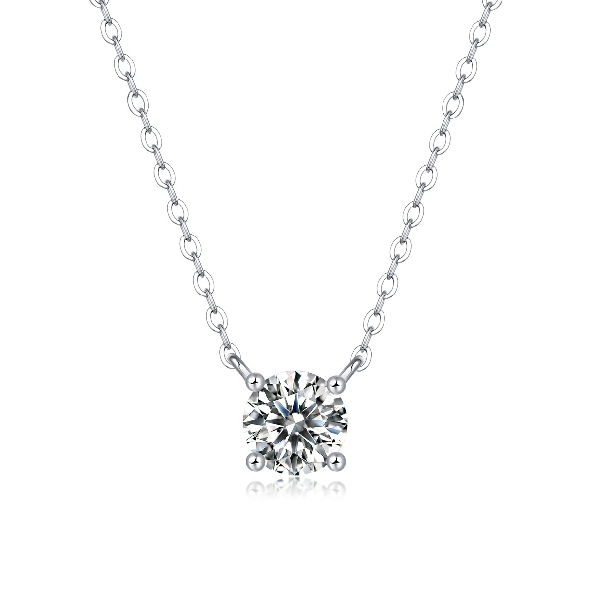 S925 Sterling Silver Moissanite Heart Pendant – Platinum Plated Necklace, 1ct/2c