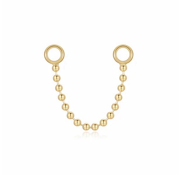 14k Yellow Gold Beaded Chain From Ember 18 mm Piercing Chain Helix Chain