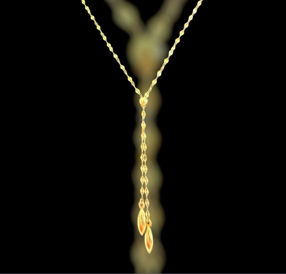 Solid 14K Yellow Gold Y Lariat Necklace • Dainty Drop Chain.18