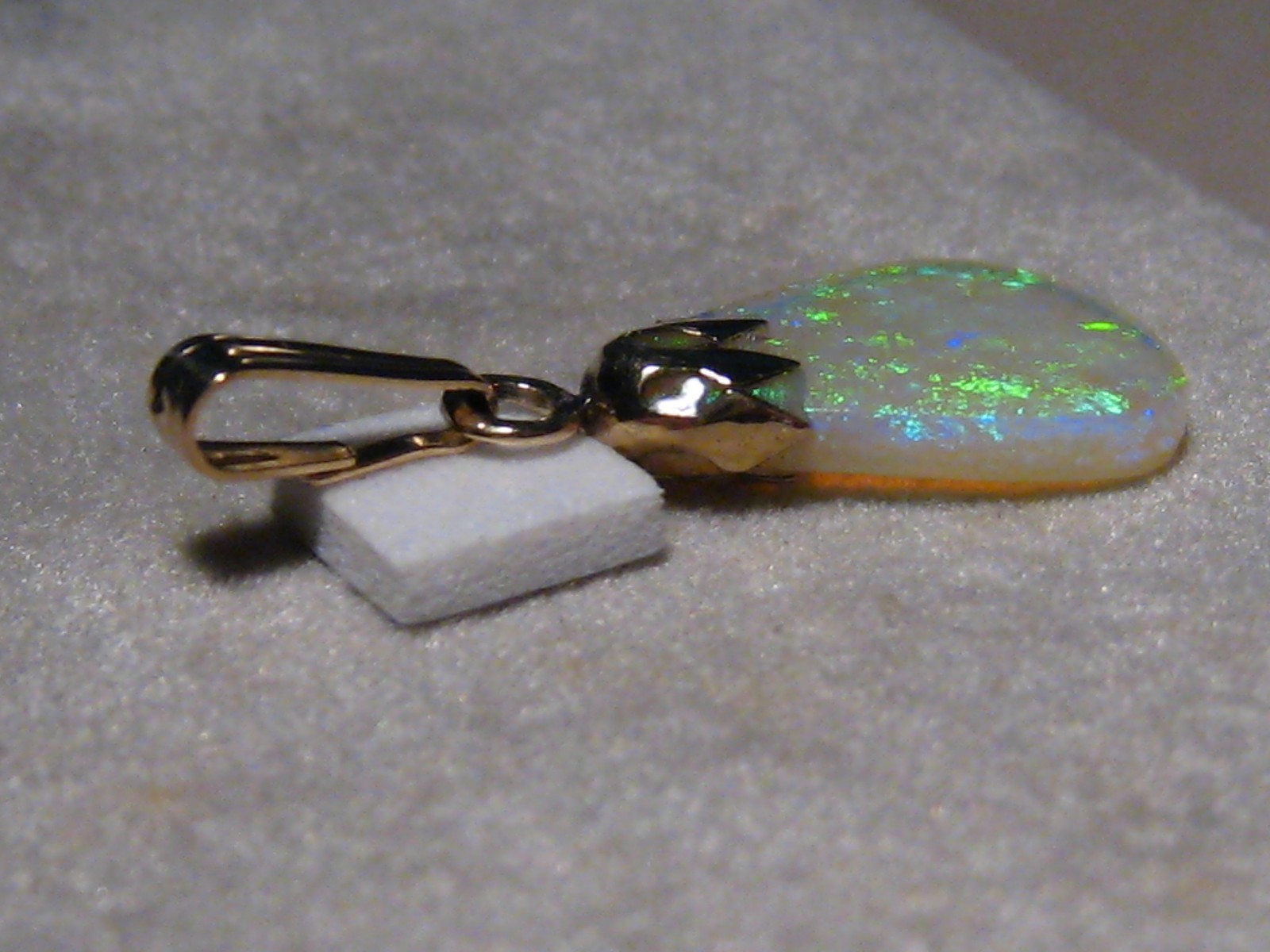 2.5 ct. Neon Green Opal Pendant , Solid 14k Yellow Gold