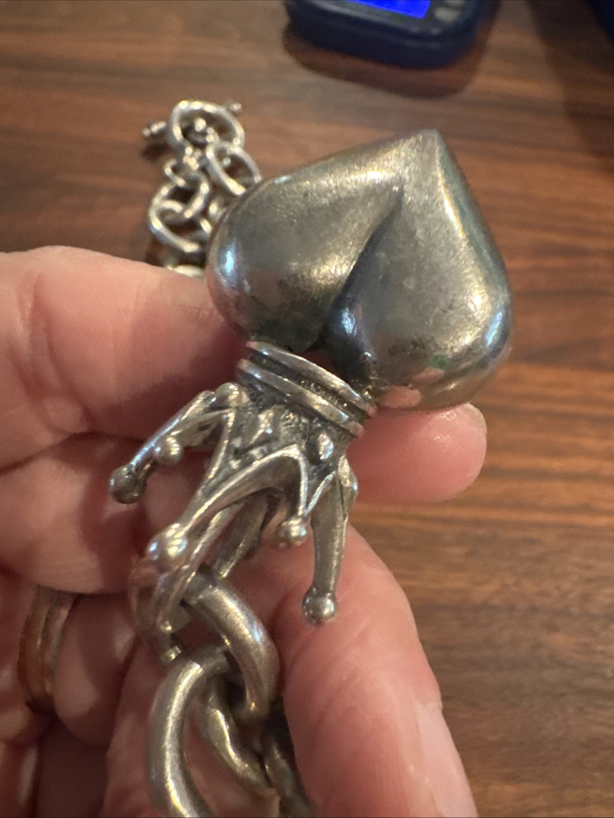 Queen Baby Heavy 220.64g/21 In- Sterling Crowned Heart Pendant & Chain- Rare