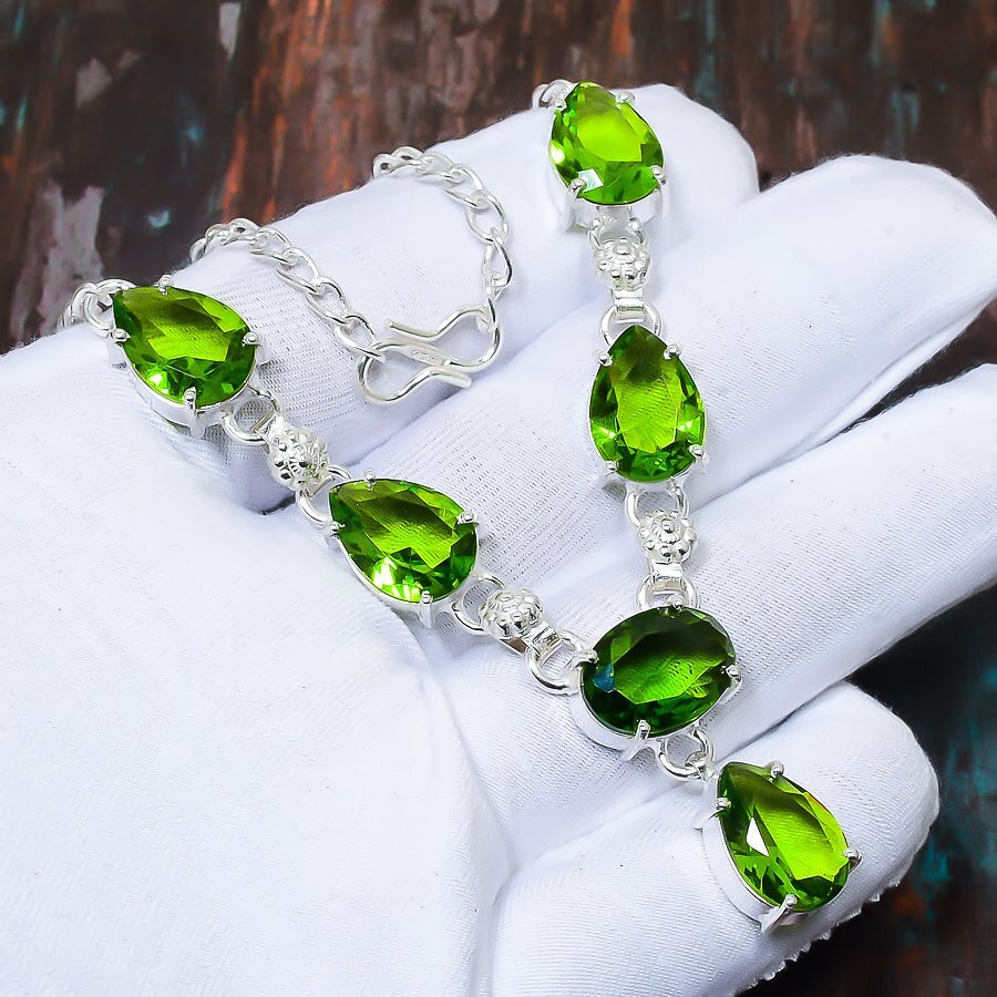Peridot Gemstone Handmade Gift Jewelry Necklace 18″ z364