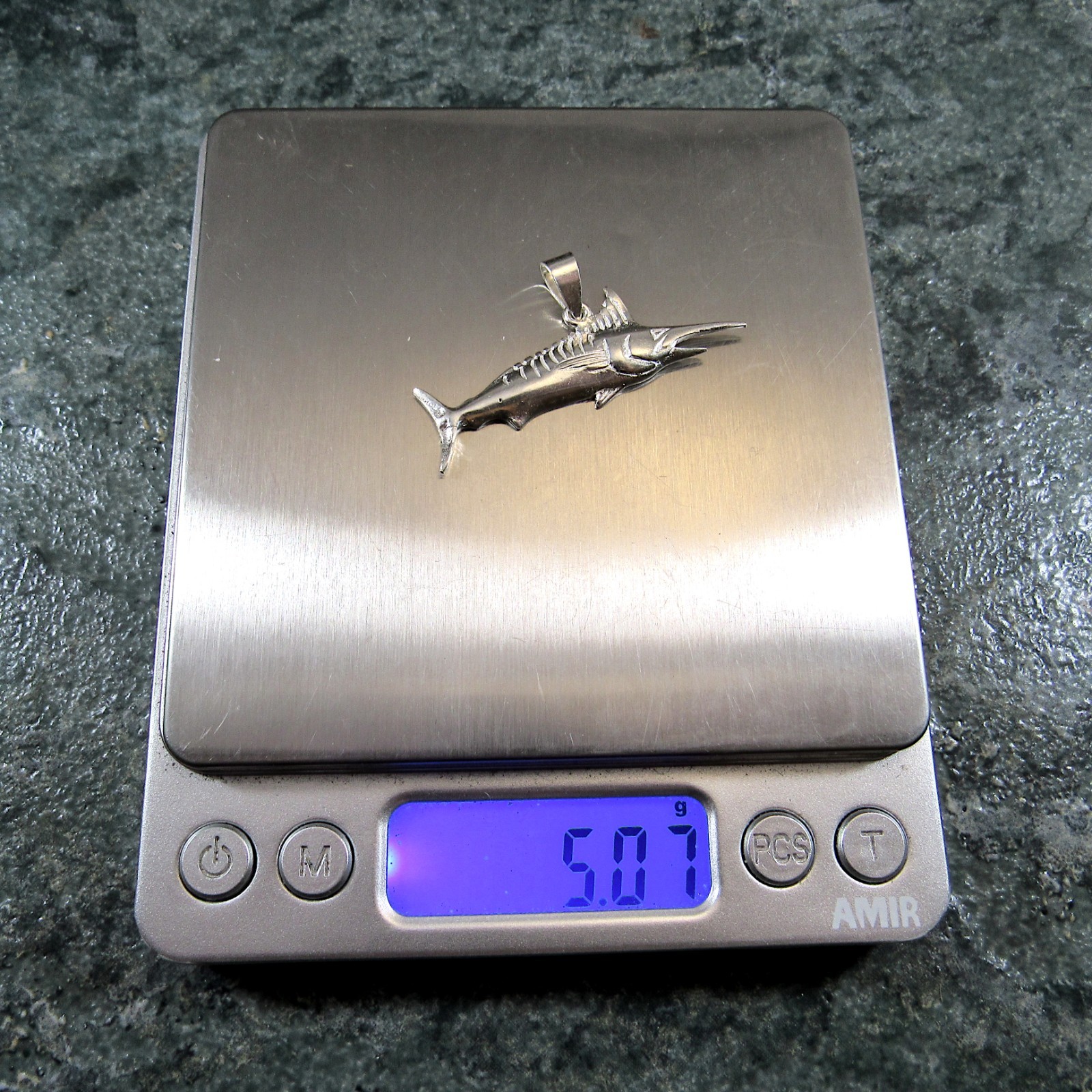 Solid 925 Sterling Silver Swordfish Marlin Pendant Men’s Nautical Jewelry Gift