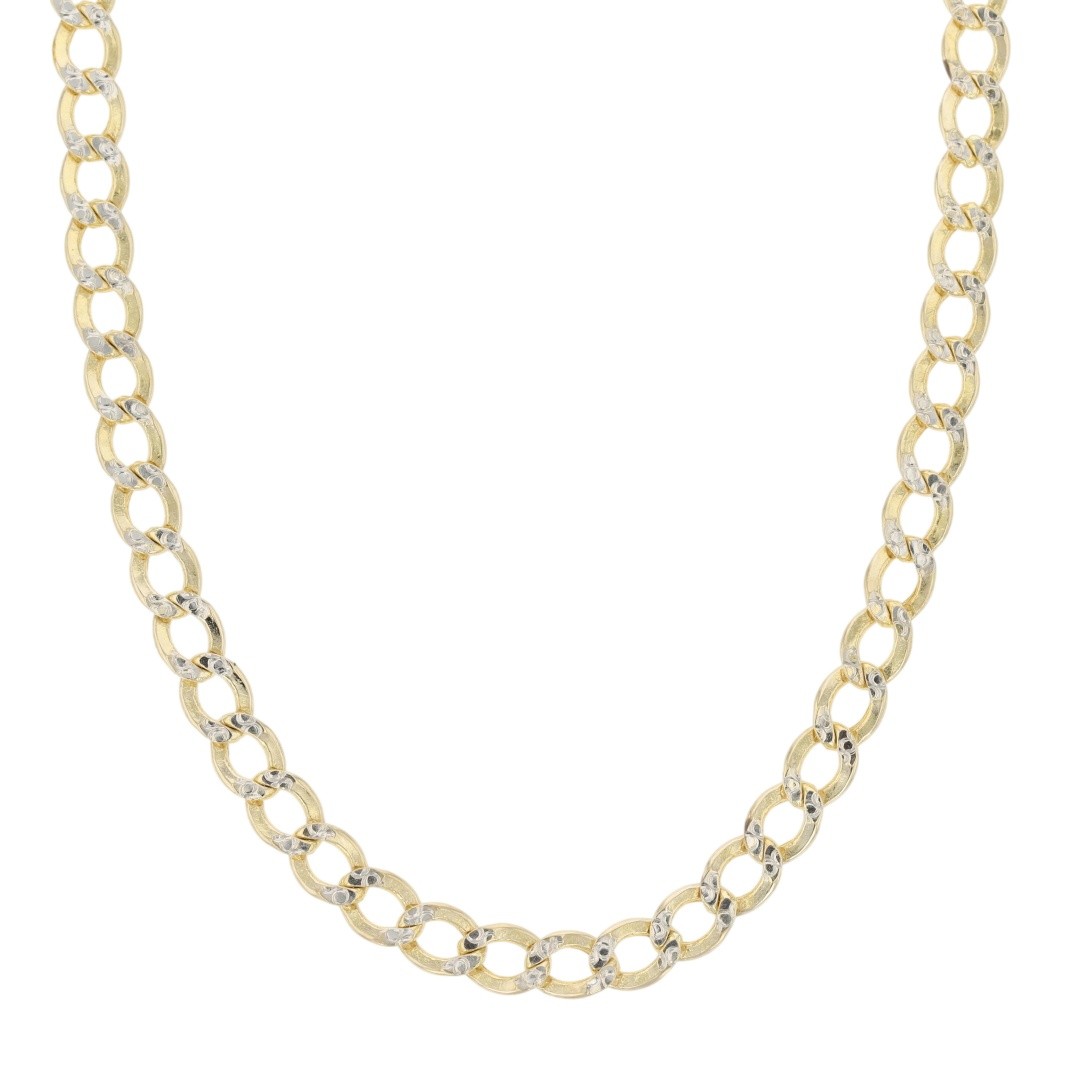 3.6mm Textured Curb Link Chain 20.5″ Necklace 14k Multi-Tone Gold 5.12 Grams