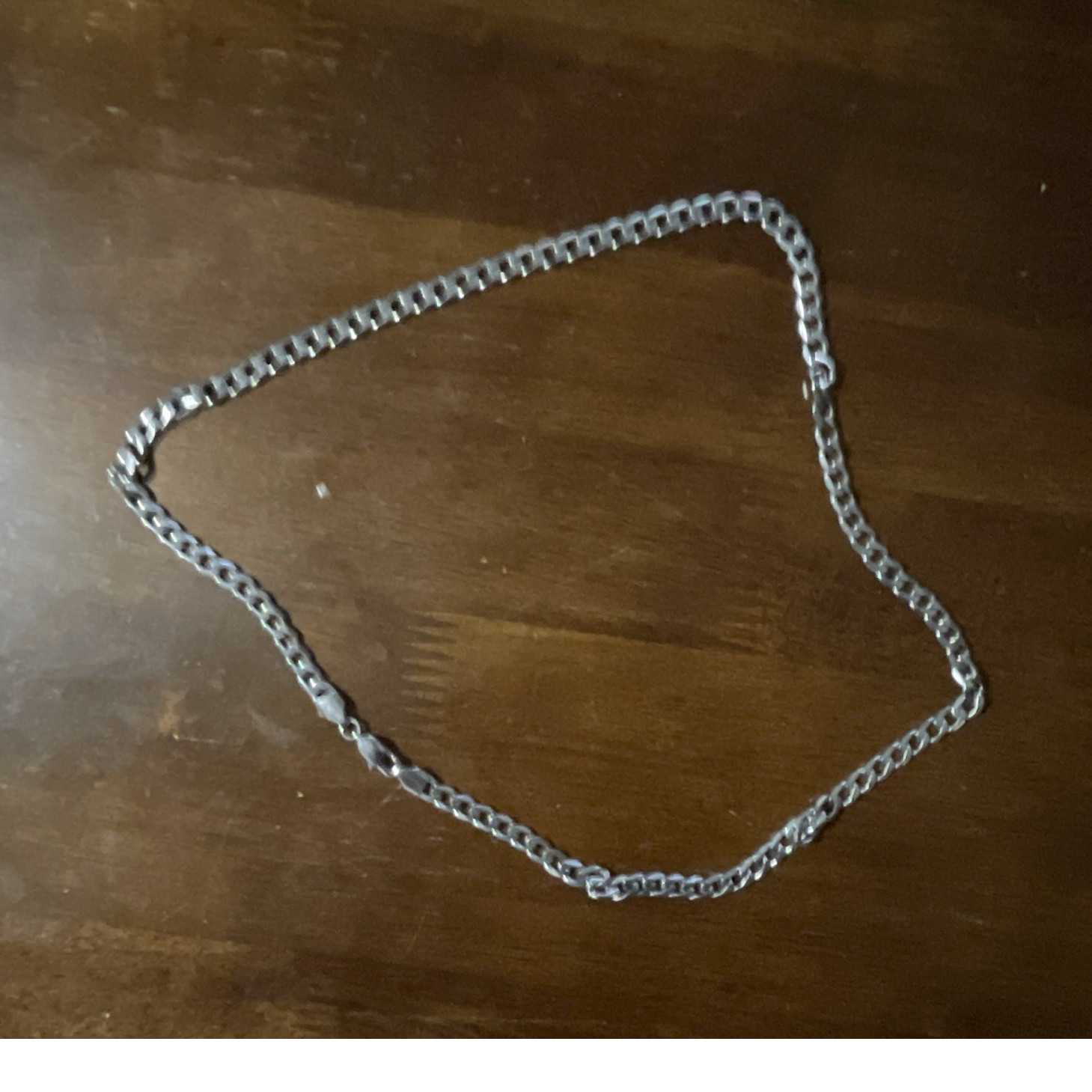 Silver Curb Link Chain Necklace 24 in Lobster Clasp Silver Tone Metal No Stone