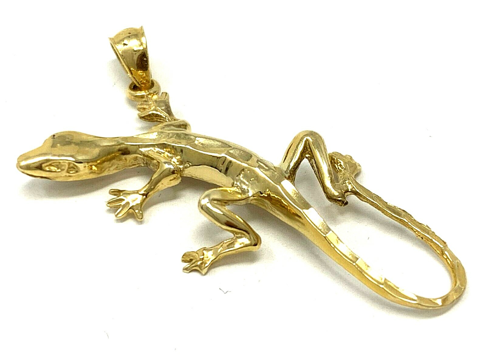 14k Yellow Gold Gecko Lizard Pendant Reptile Charm 1.5″ 3.4 grams