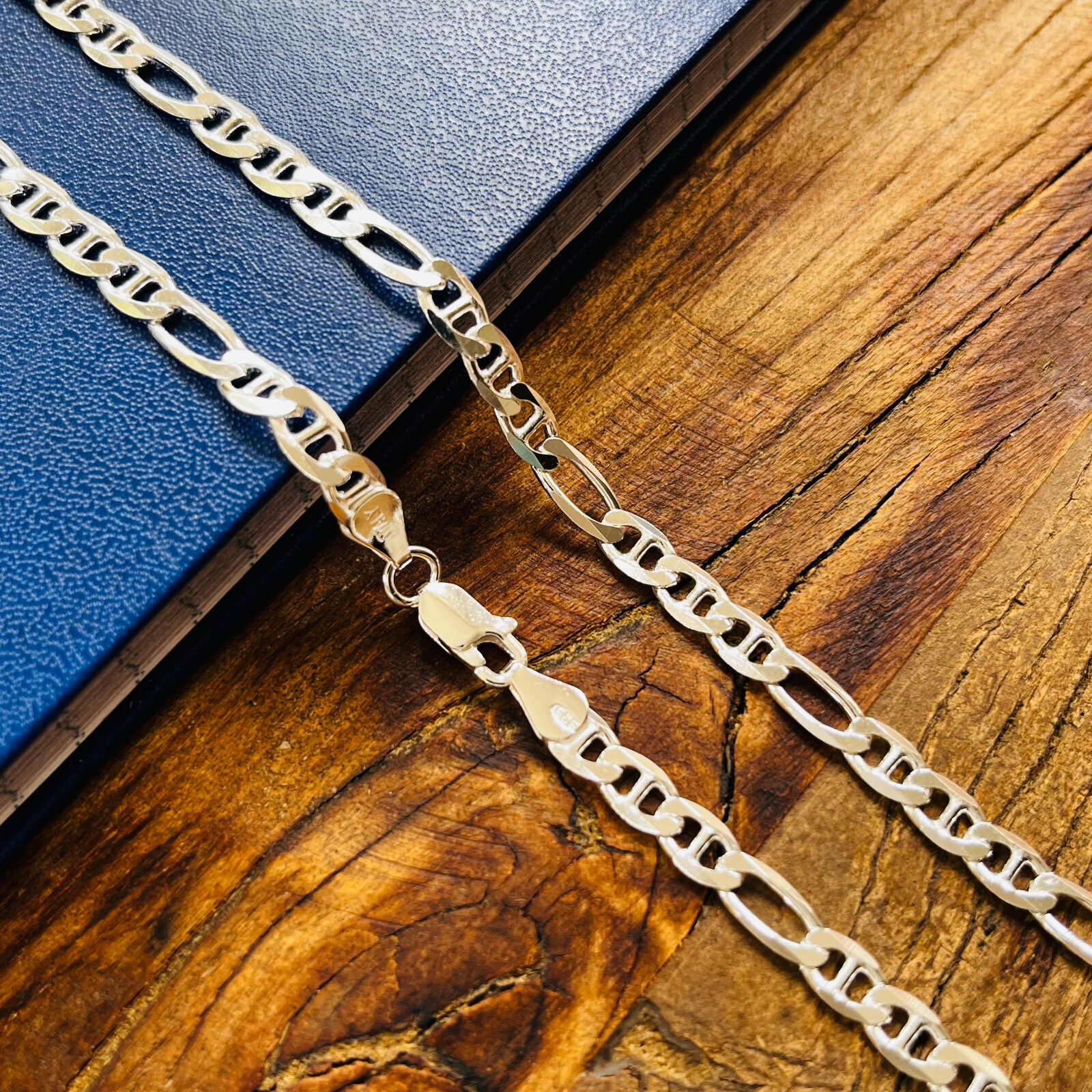 Real Solid Sterling Silver Figarucci Mens Boys Chain Bracelet or Necklace