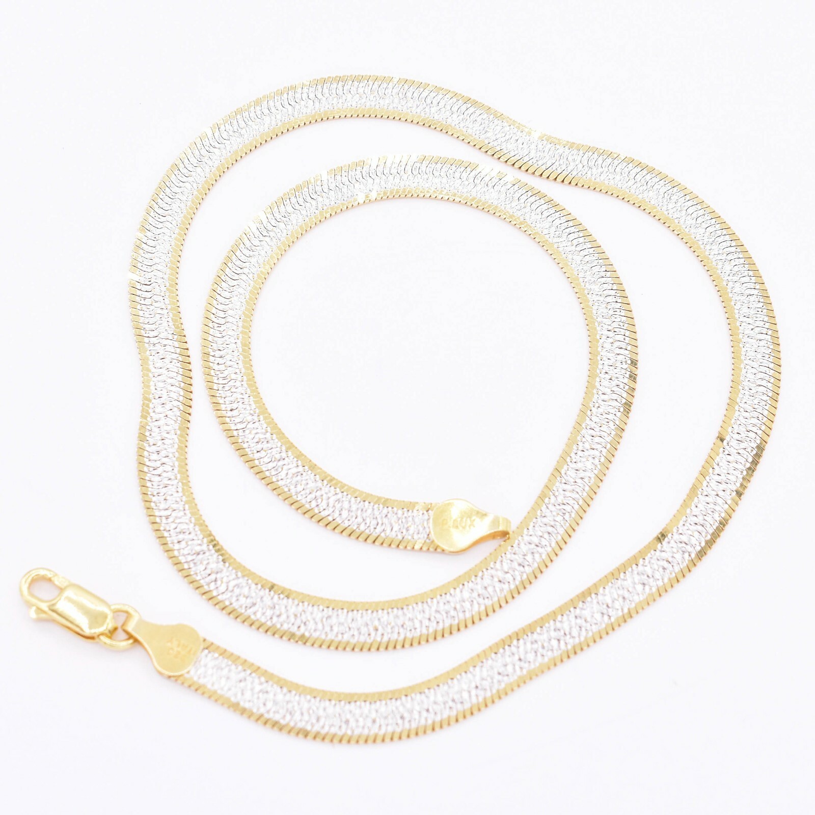 5.5mm Reversible Herringbone Necklace Real Solid Sterling Silver 925 Italy