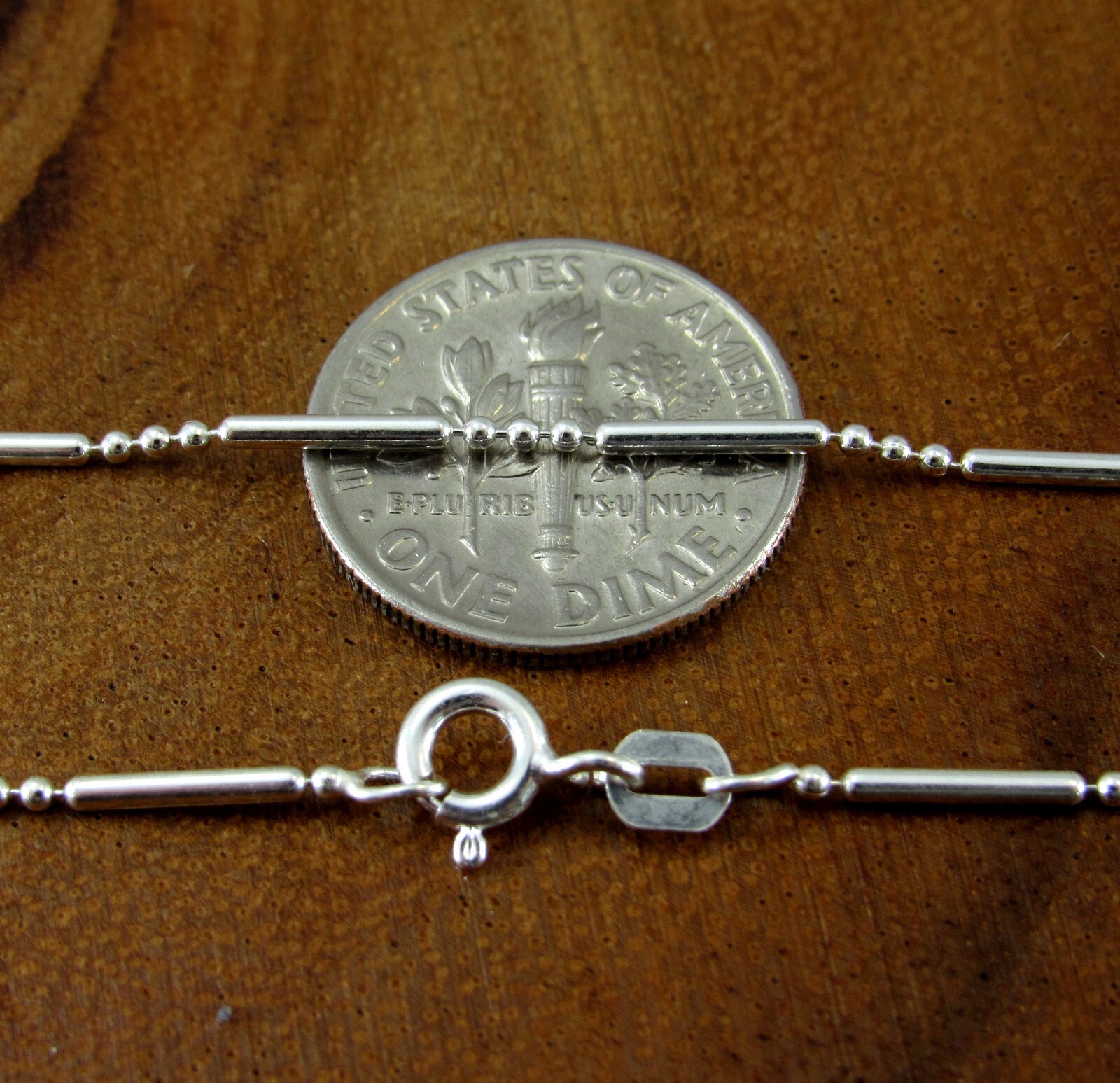 Solid 925 Sterling Silver Bead & Bar Link Women’s Minimalist Necklace / Bracelet