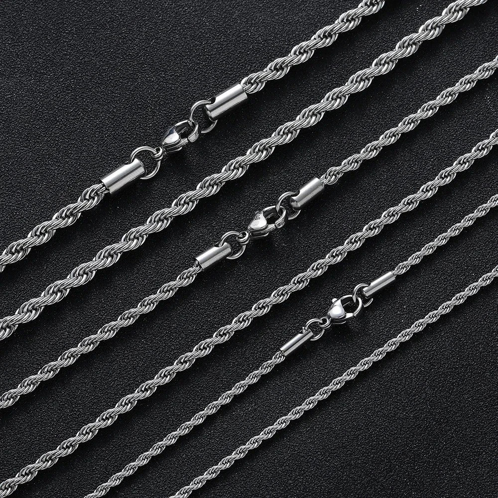 Italian Solid Sterling Silver Rope Link Chain Necklace Silver Chain UNISEX