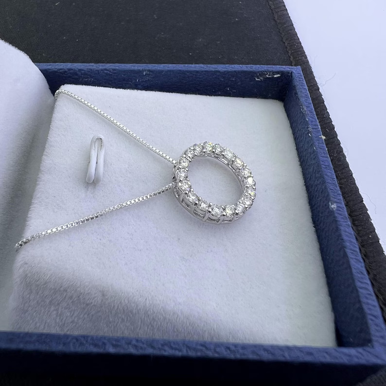 14k White Gold Women Gift Lab Grown/CVD Diamond GDGL Certified Pendant Necklace