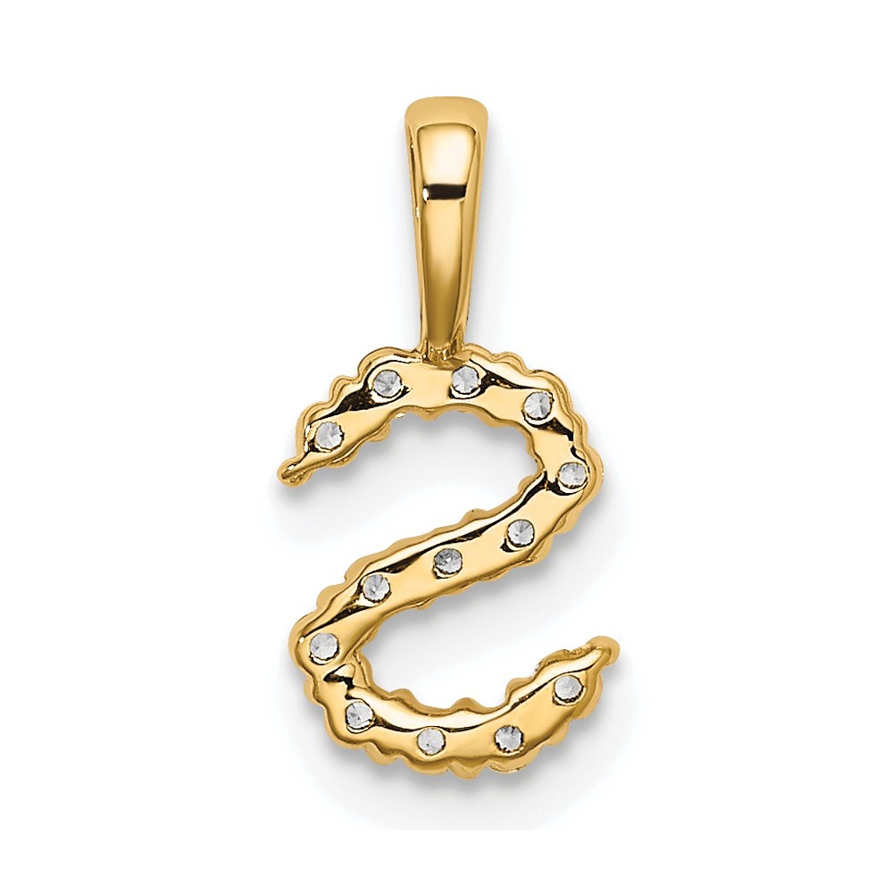 0.14Ct Lab Grown Diamond Letter S Initial Pendant 14K Yellow Gold (VS/SI, GH)