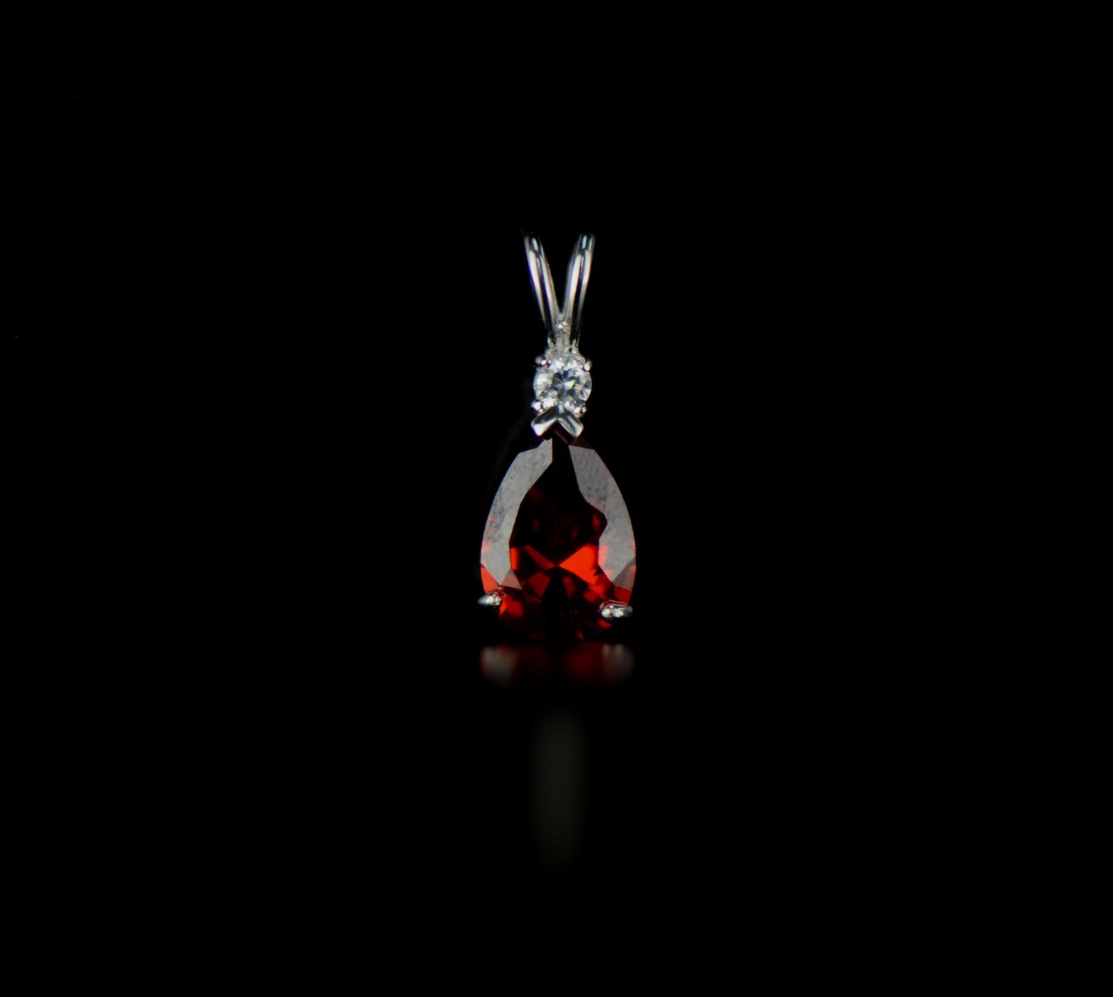 14k White Gold Pear CZ Birthstone Pendant