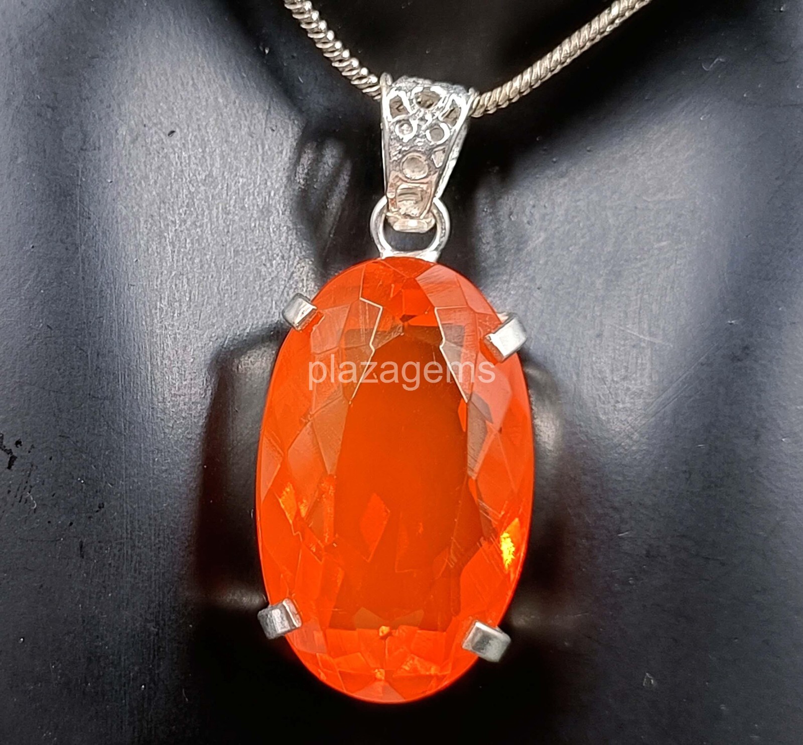 EGL Certified 76 Ct Natural Orange Sapphire 925 Silver Pendant Loose Gems 5OSI