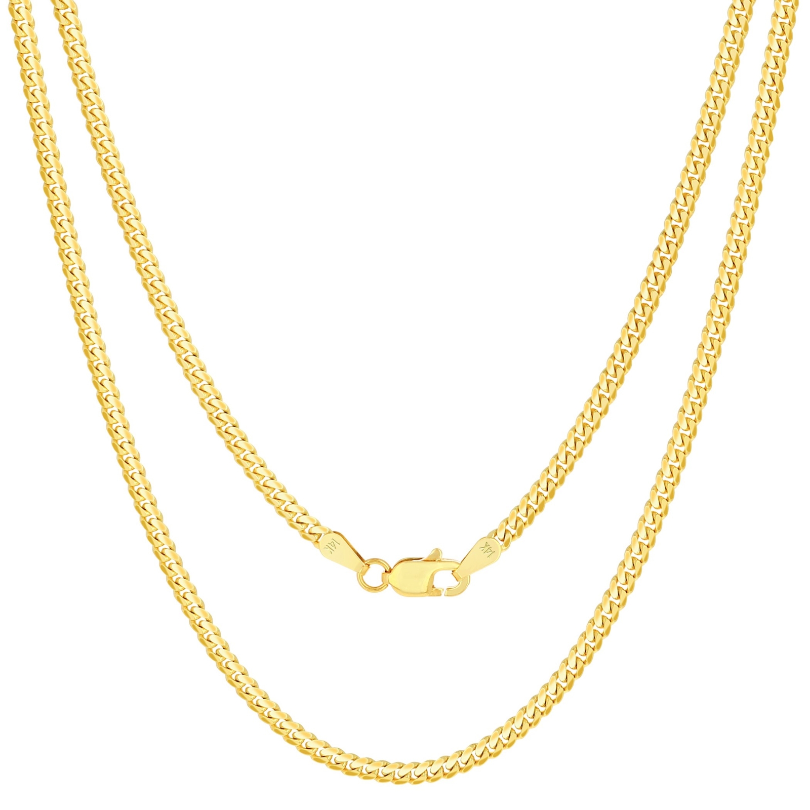 14K Yellow Gold Solid 2.7mm-11mm Miami Cuban Chain Necklace Mens Womens 16″-30″