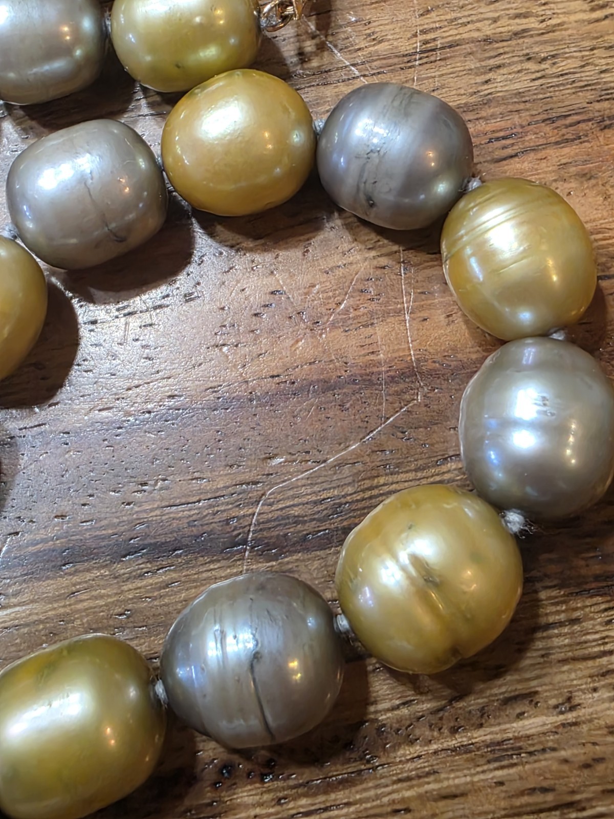 Estate 14k Gold Multi Color Pearl Necklace