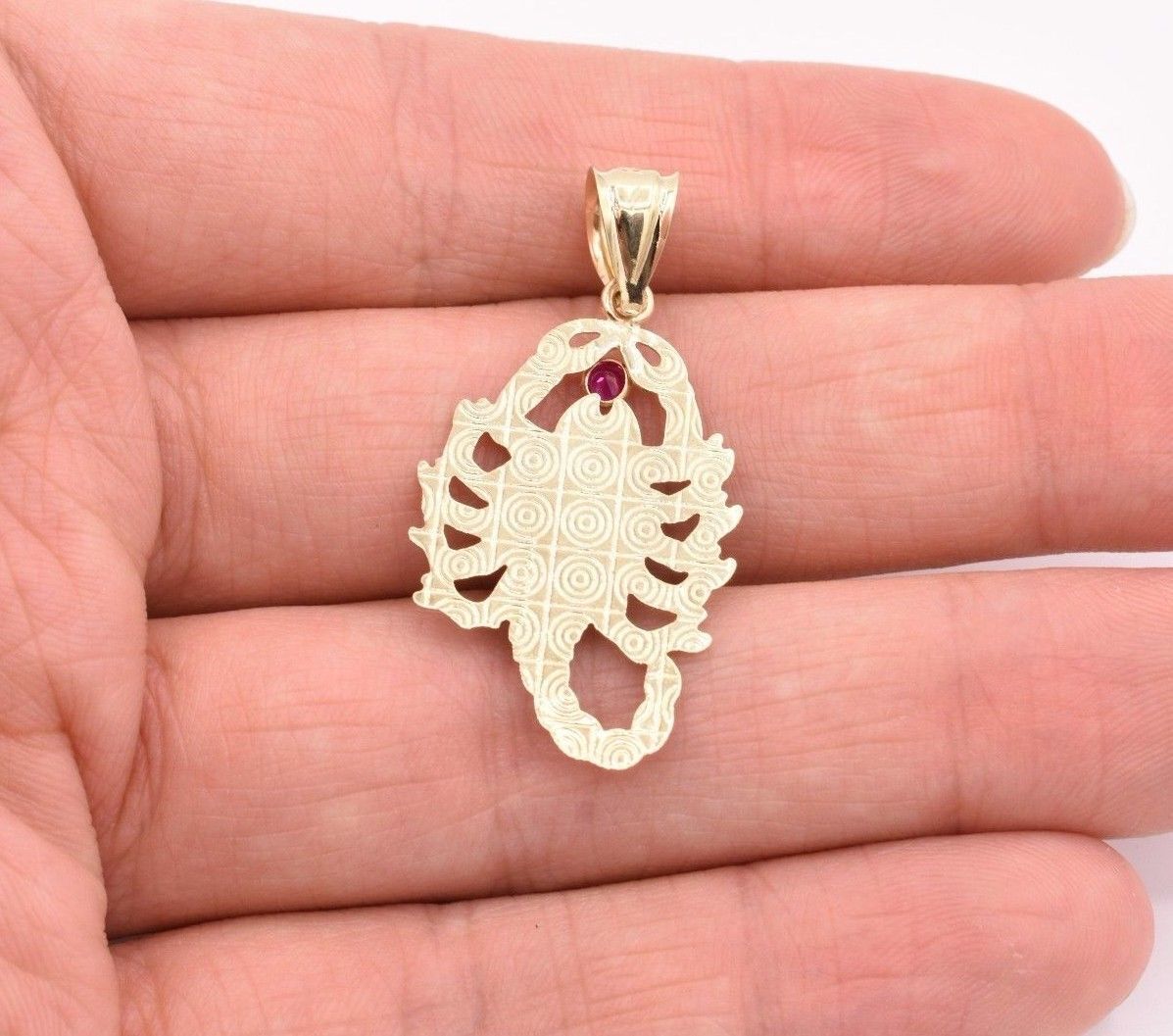 1 1/2″ Scorpio Insect Animal Ruby Diamond Cut Pendant Real 10K Yellow White Gold