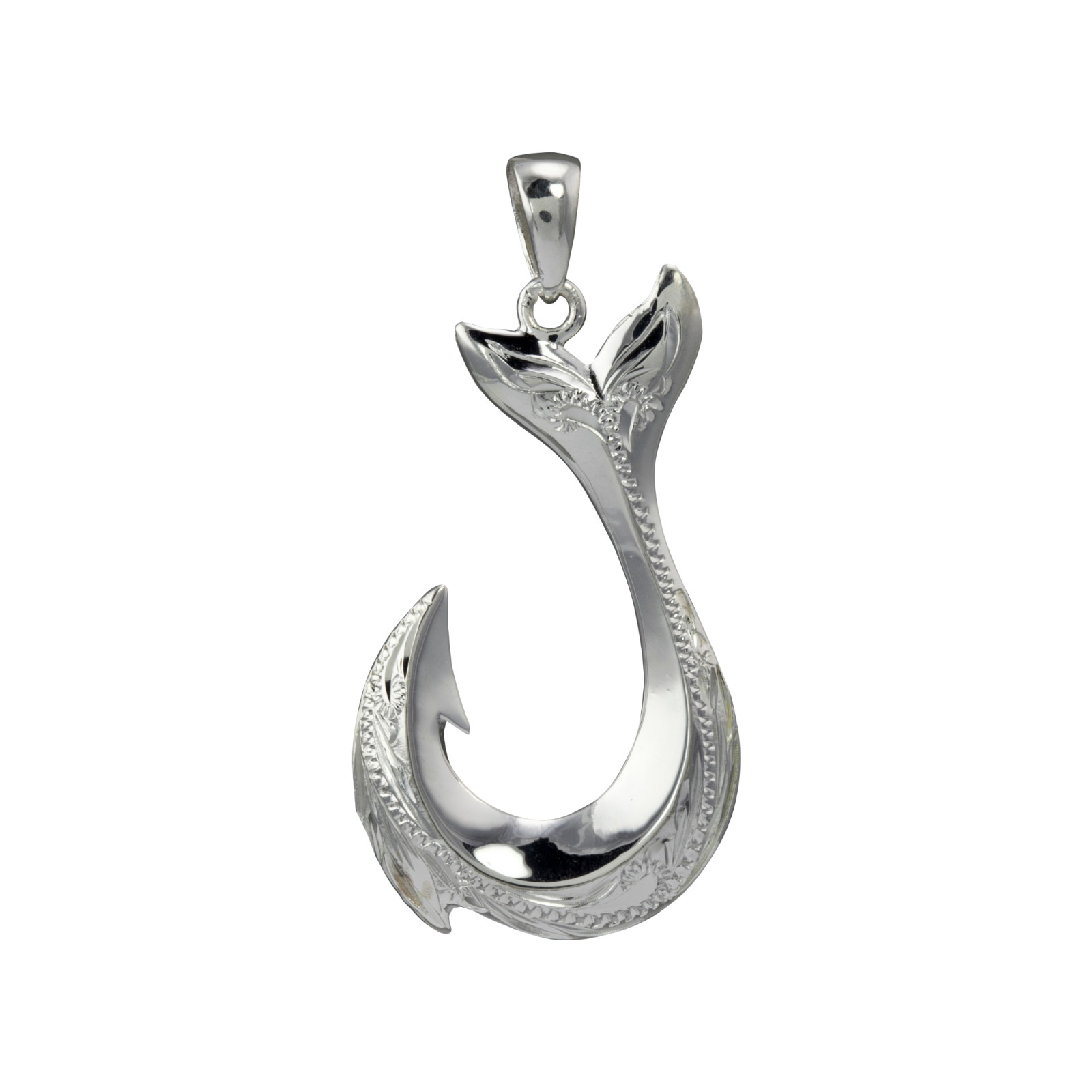 Whale’s Grace Hook Pendant 925 Silver Engraved Makau Charm | Free Shipping