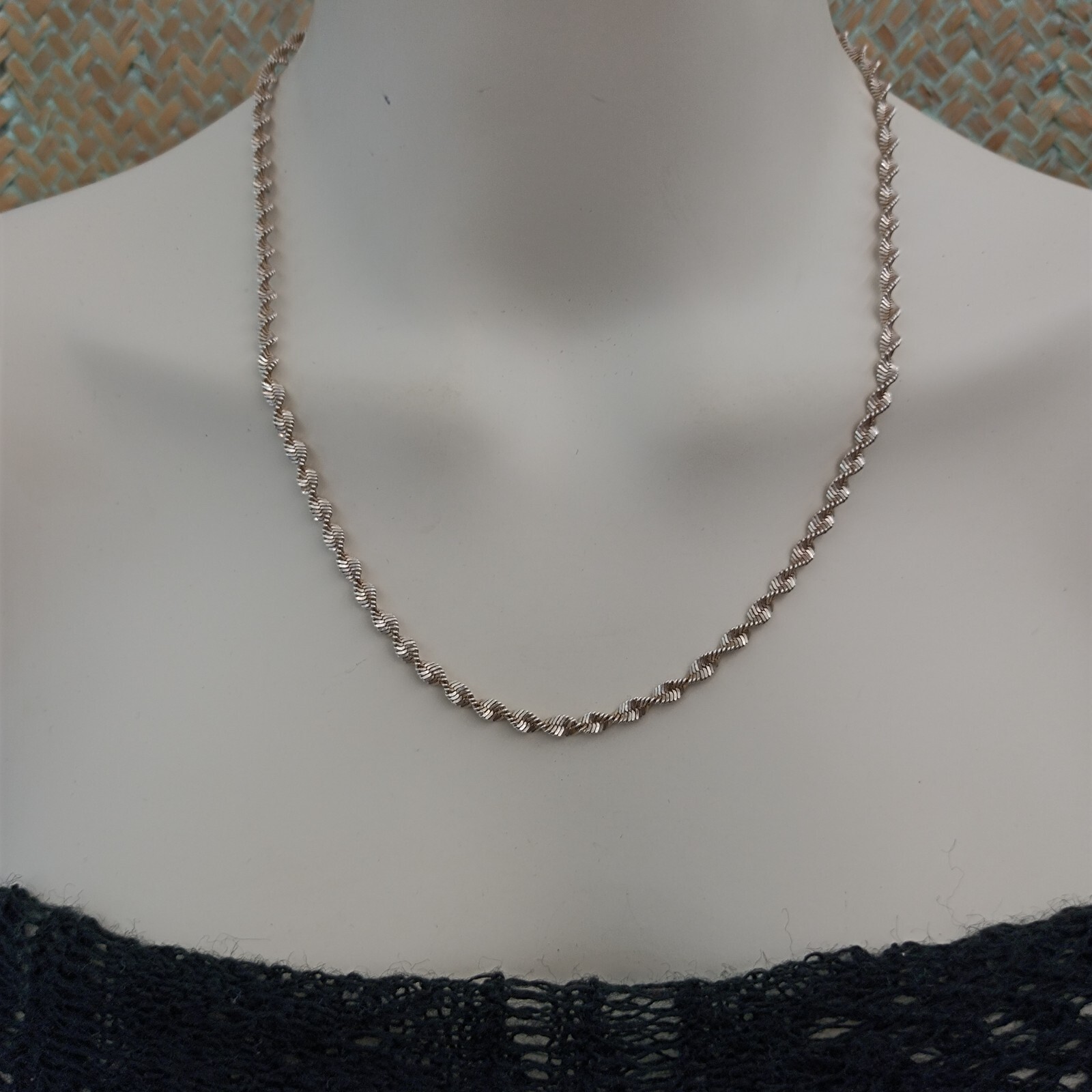 Vintage Sterling Silver Chain Necklace Italy Thick Twisted Rope Men’s Women Gift