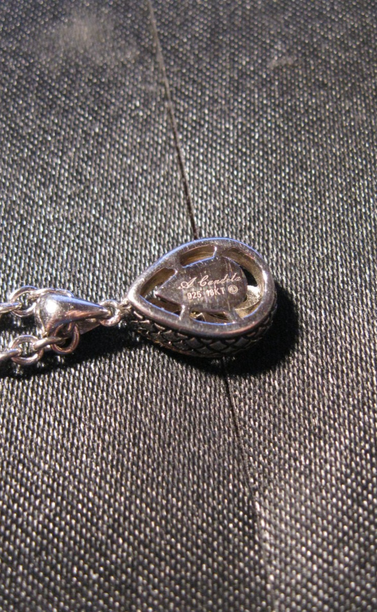 A. CANDELA STERLING SILVER & DIAMOND PENDANT W/19″ ADJ. CABLE CHAIN! AUTHENTIC!