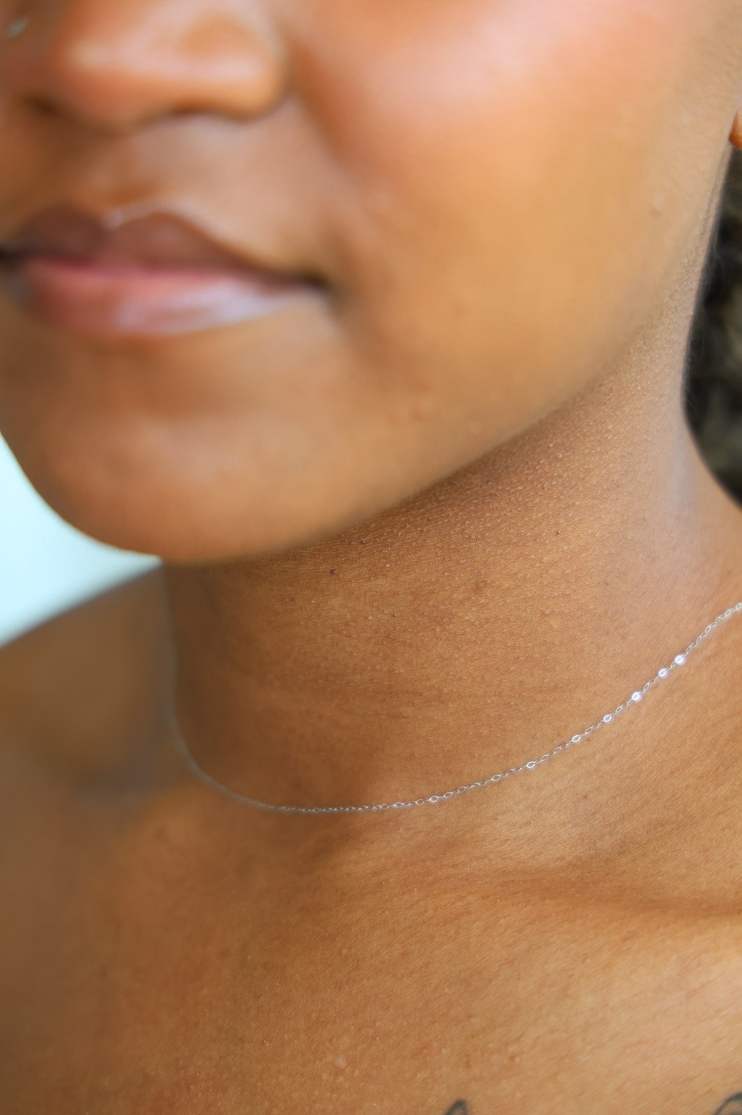 14K Solid White Gold Dainty Cable Chain Necklace 18 Inch, 0.5mm Boston Link