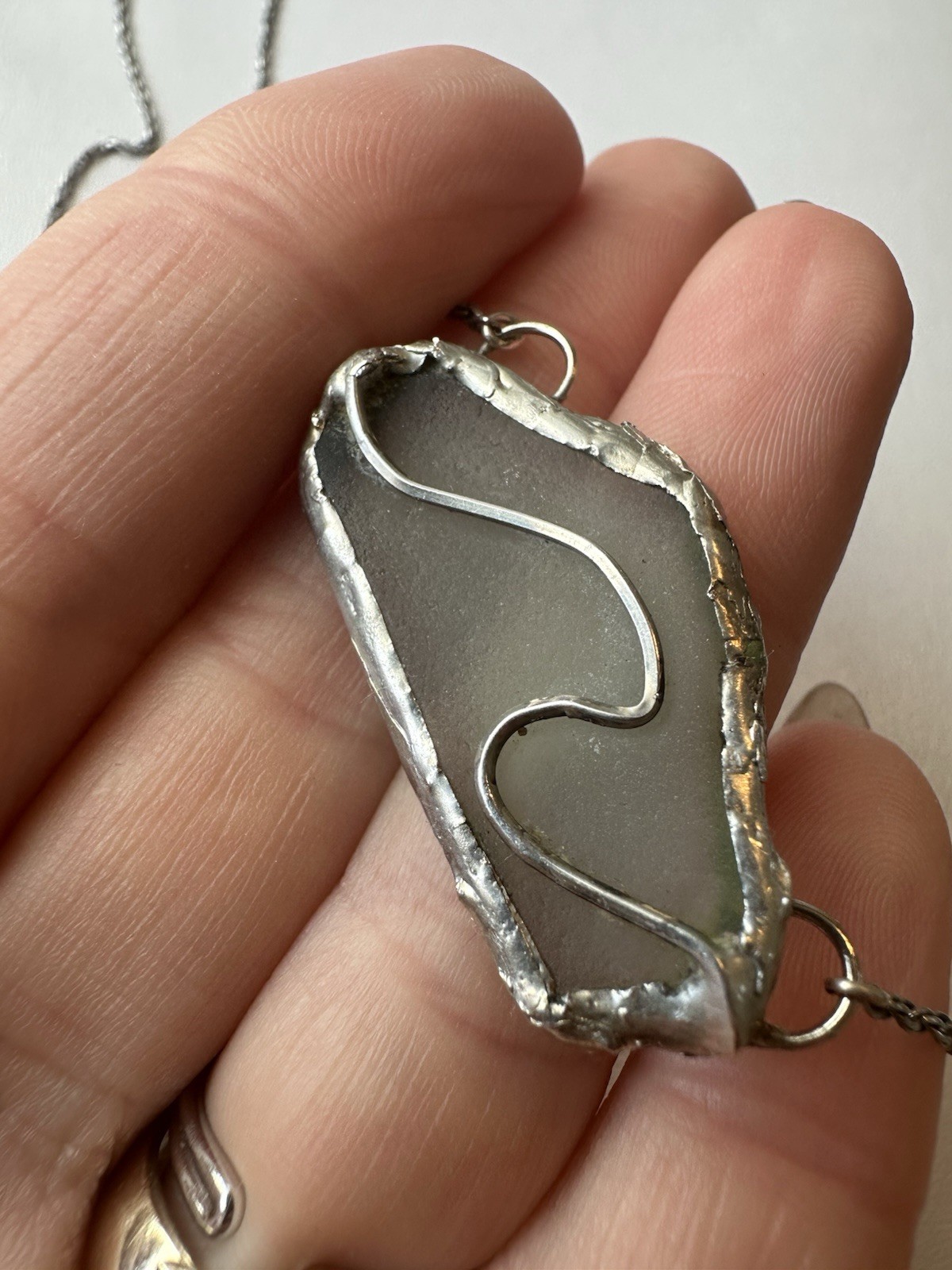 Avery Sterling Silver 925 Asymmetrical Pendant Necklace Chain Signed