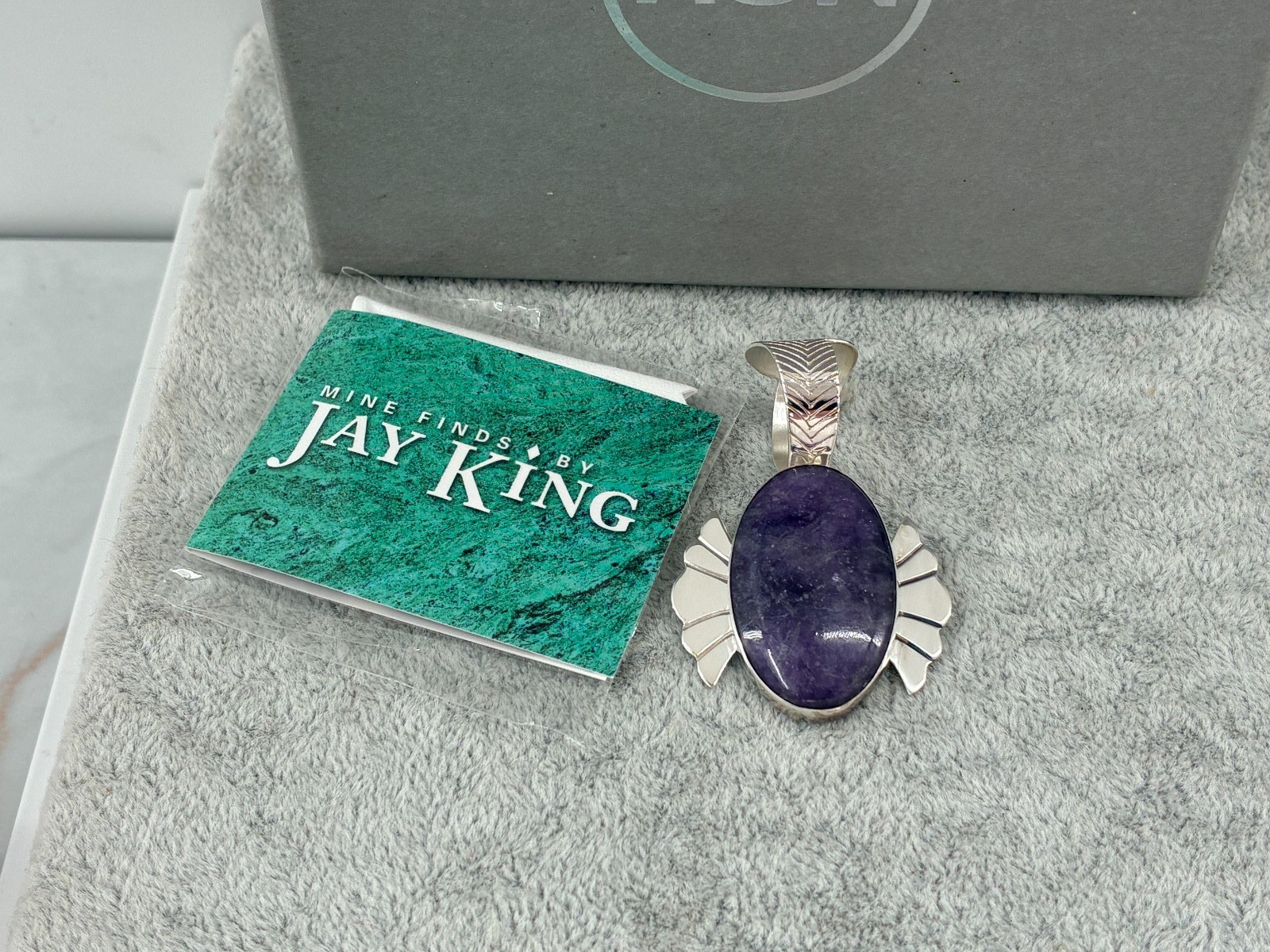 Jay King DTR Purple Lepidolite Freeform Modernist Pendant Sterling 925 Cabochon