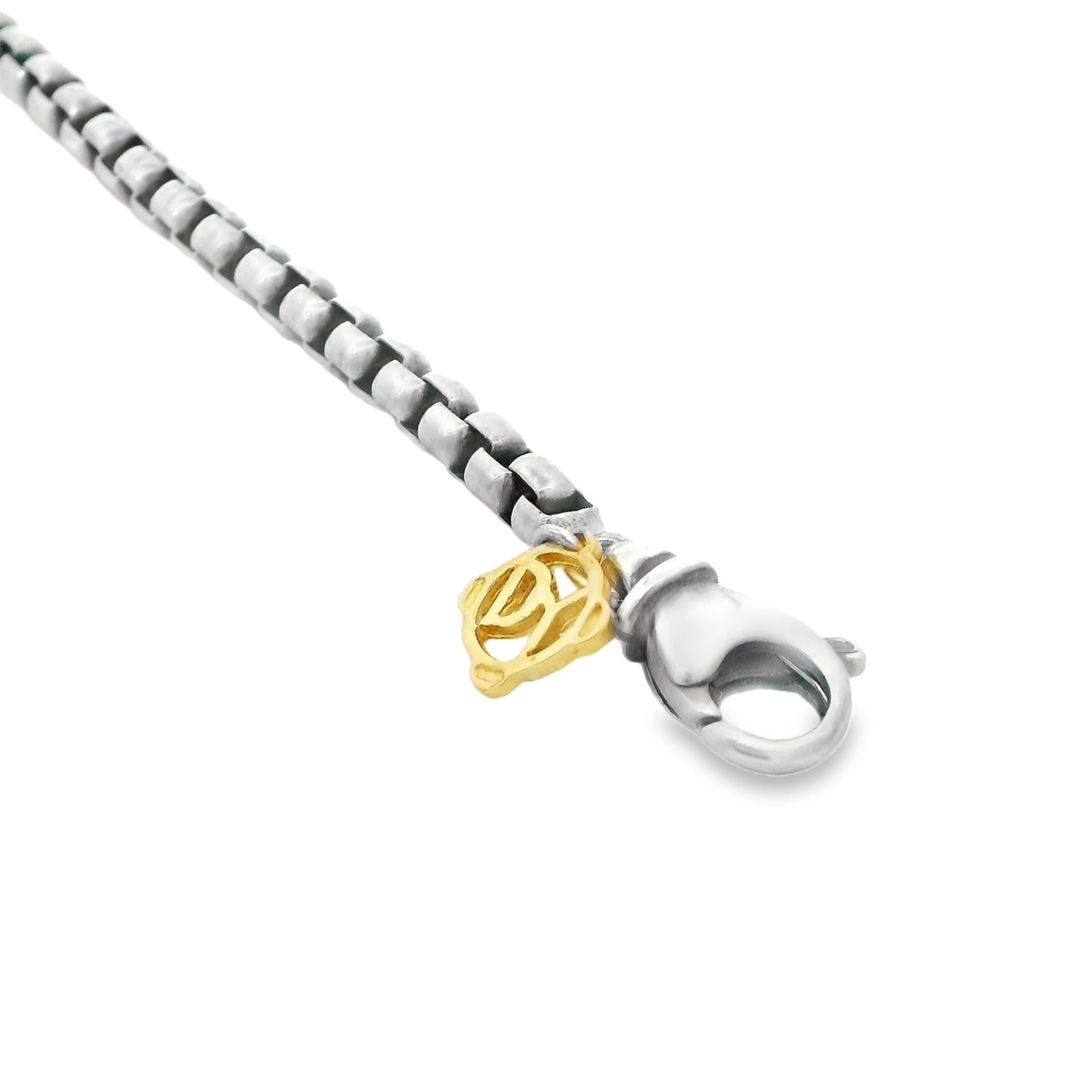 David Yurman Sterling Silver Rounded Box Chain Choker Necklace