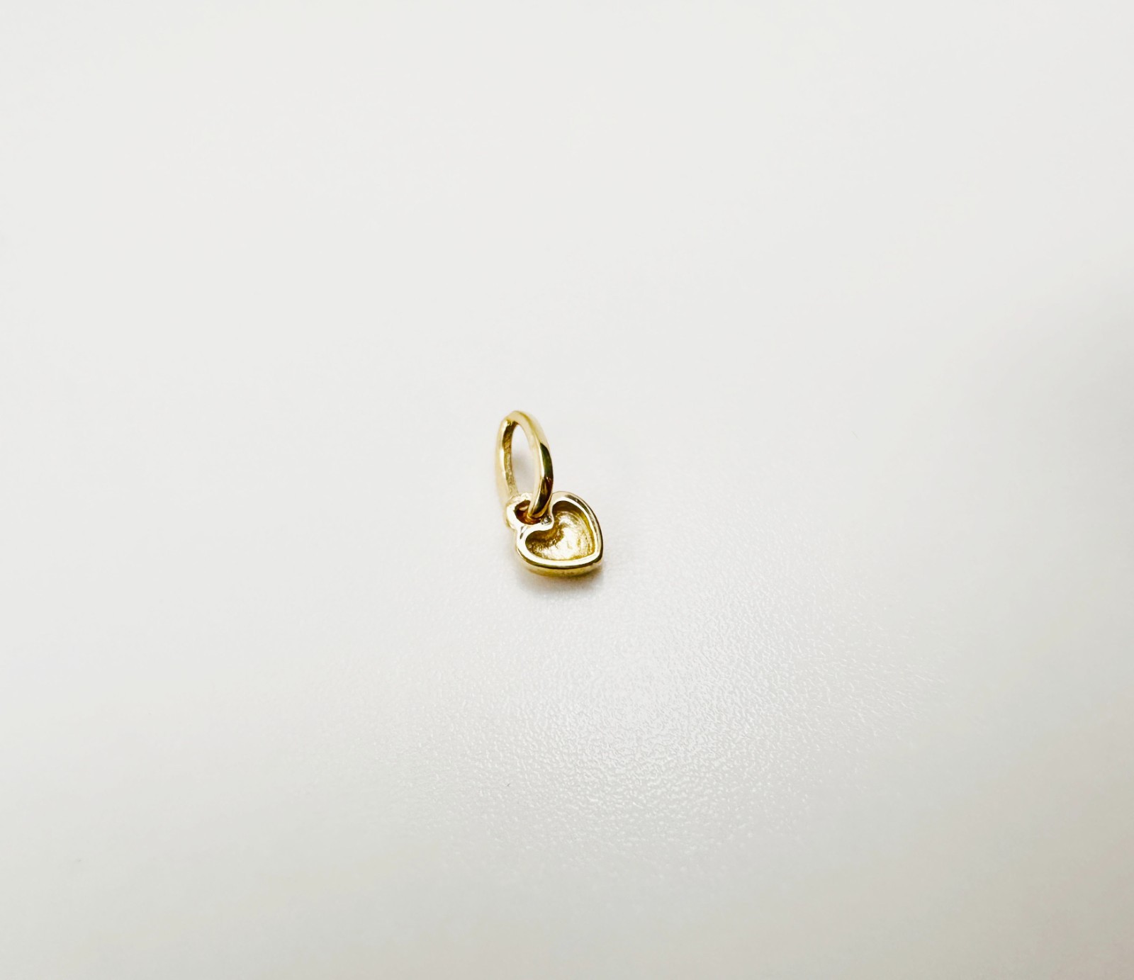 14K Solid Yellow Gold Teeny Tiny -Very Small Beveled Heart Charm Pendant 8x3mm