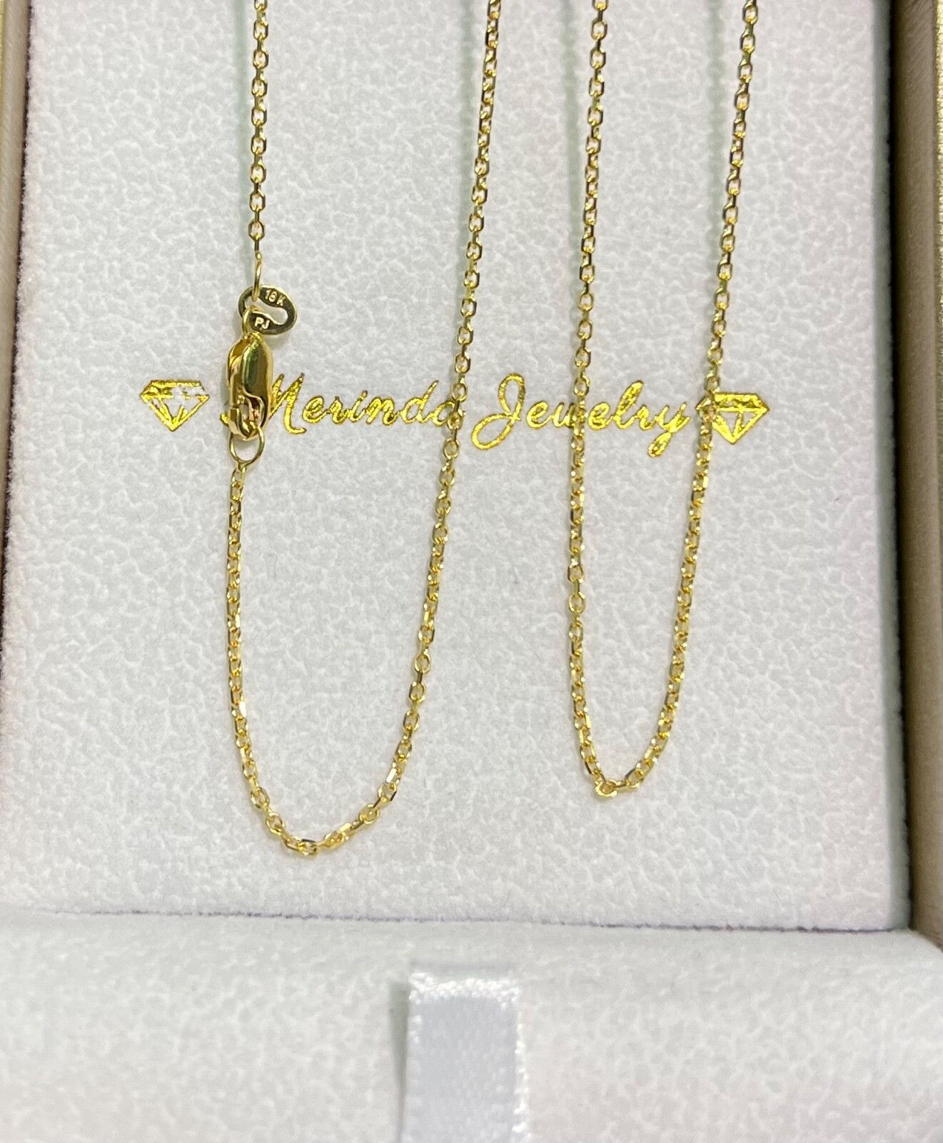 18k Solid Yellow Gold Small Anchor Chain Necklace for Unisex Kid Adult