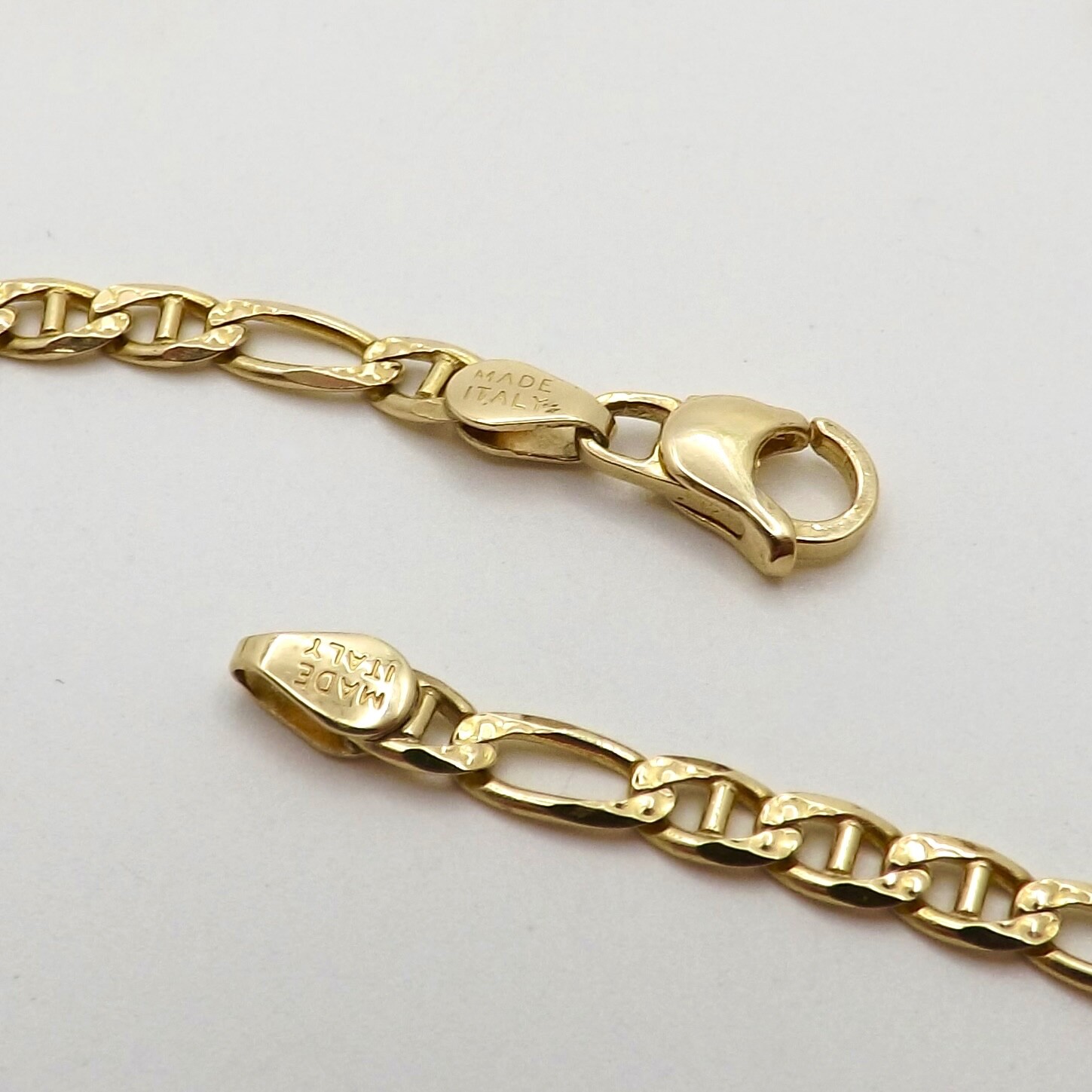 Solid 14k Gold Mariner Figaro Figarucci Link Pendant Chain Necklace 19in 12g