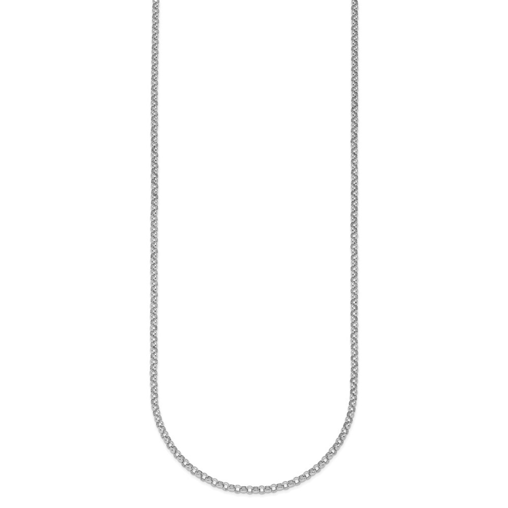18K White Gold 2.4mm Solid Rolo 30″ Chain Necklace 11.94gram