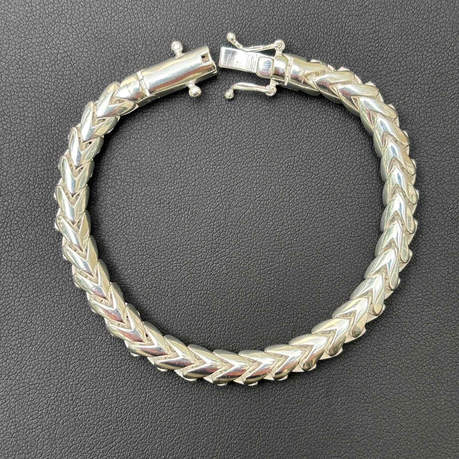 6mm Rounded Franco Link Bracelet – Real Solid 925 Sterling Silver MADE IN ITALY