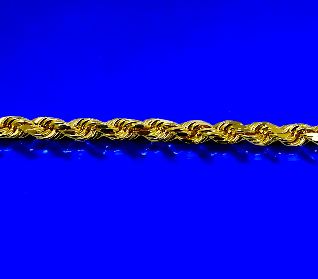 10K Yellow Gold SOLID Rope Chain Necklace Bracelet Diamond Cut 1mm-10mm 7″-30″