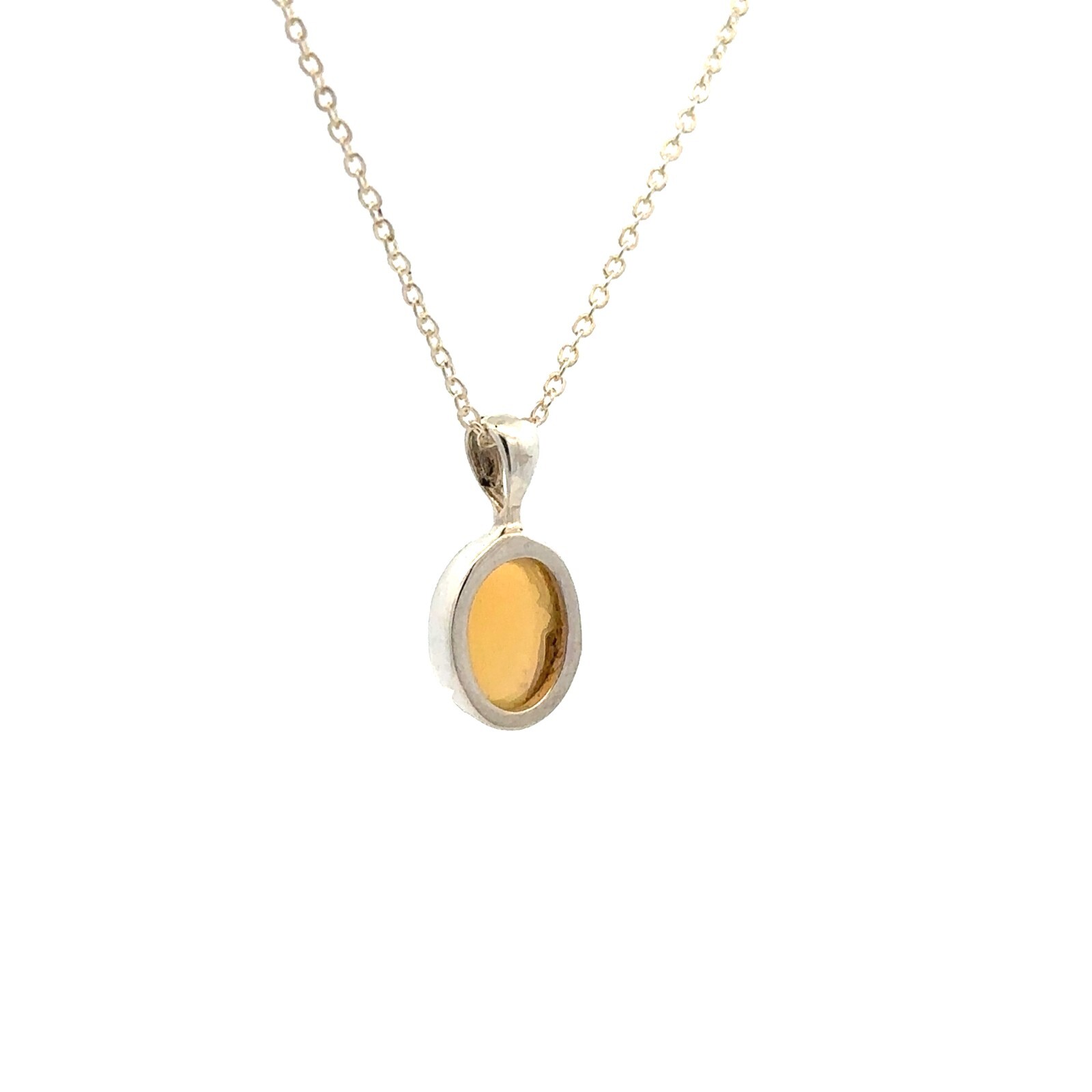 Sterling Silver Ethiopian Opal Necklace (1/4 x 1/2 Inch) With 16+2 Inch Chain
