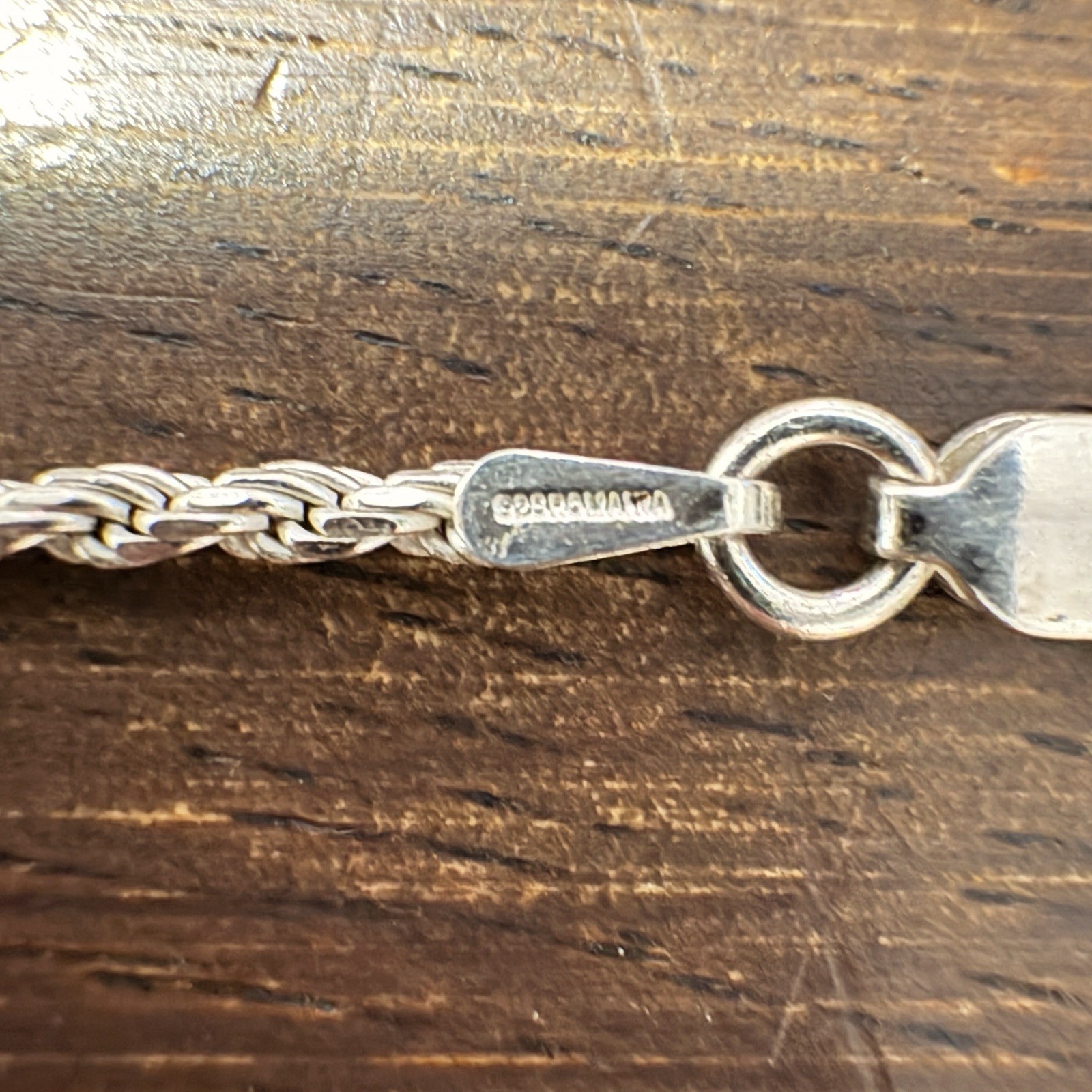 Sterling Silver Twisted Chain 23” Long Marked 925 RC Italia Lobster Clasp