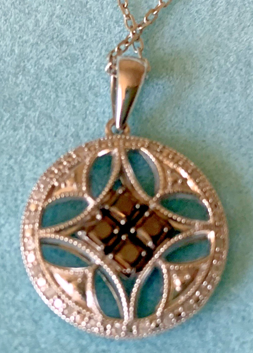 0.33 Ct Black & White Diamond Princess Pendant Sterling Silver 18″ Chain