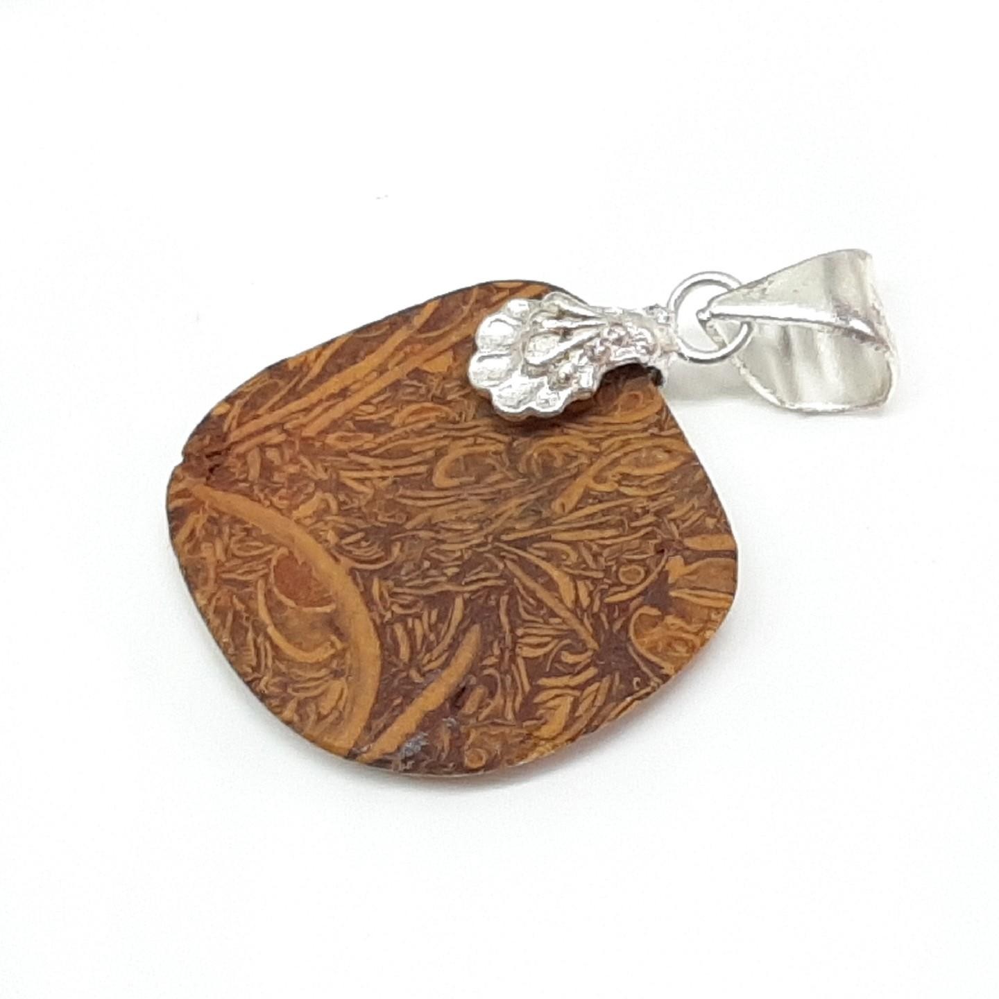 LARGE 15.65ctw Jasper Silver Pendant 5.6g