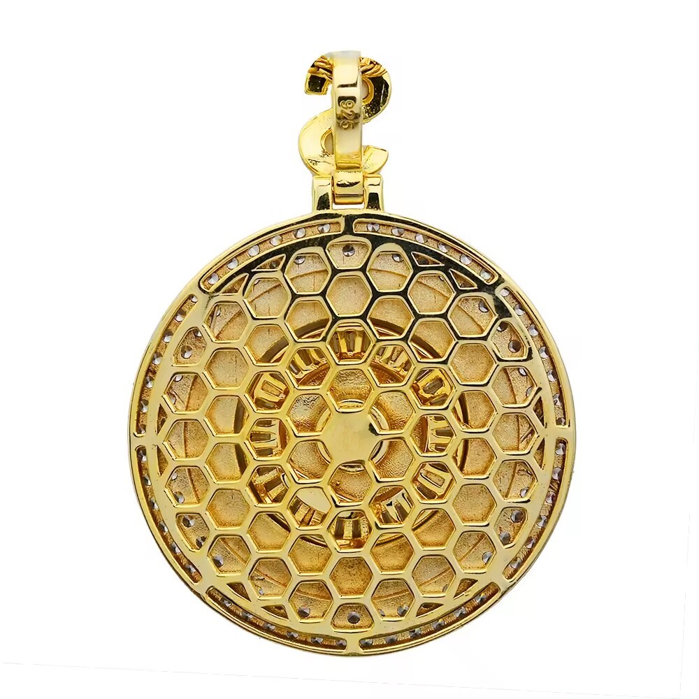 Casino Enamel Spin Charm 14K Gold Plated MOISSANITE Diamond 925 Silver Pendant