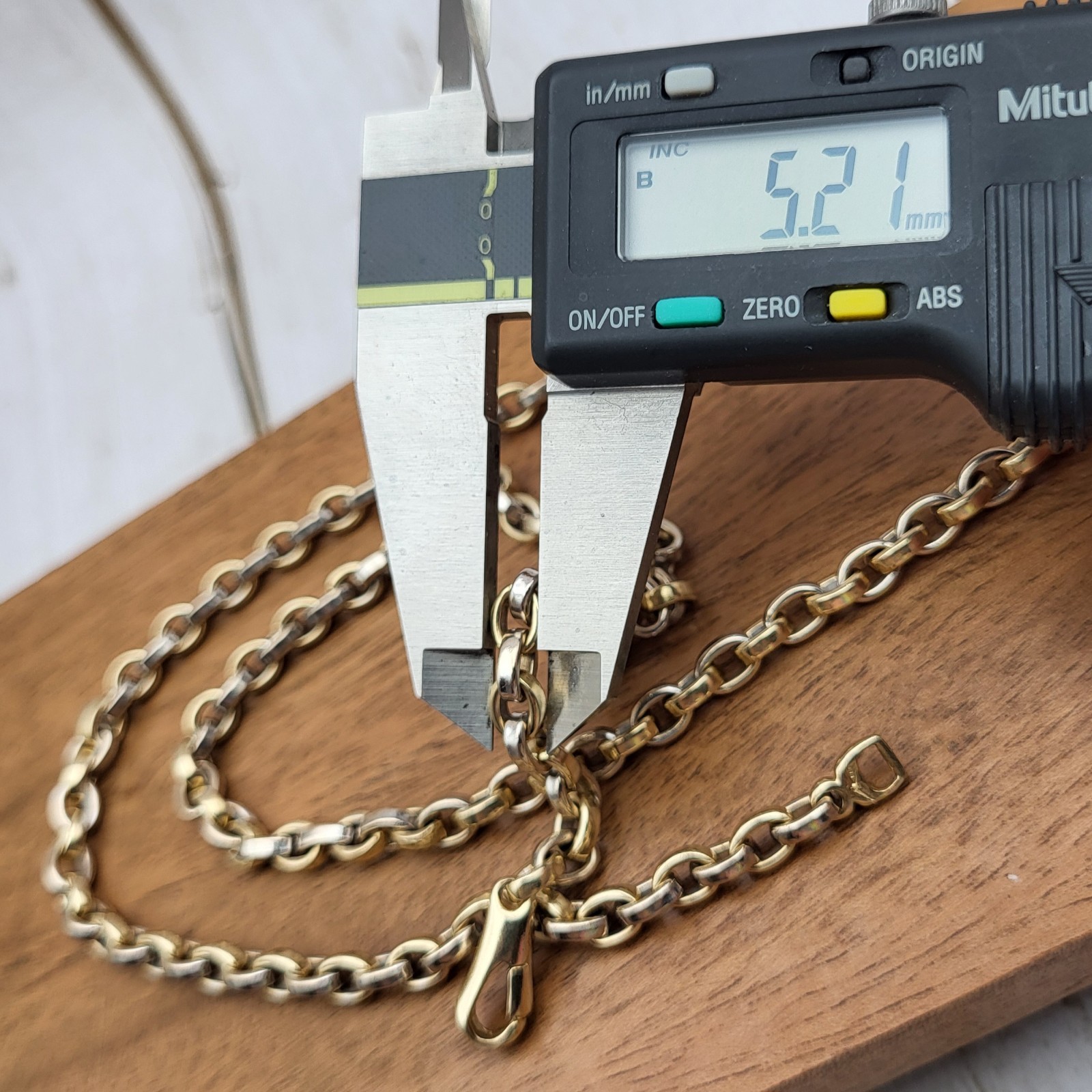 Heavy! Solid 14K 2 Tone Gold 24″ Fancy Link Chain Necklace 63.1 Grams Rolo Cable