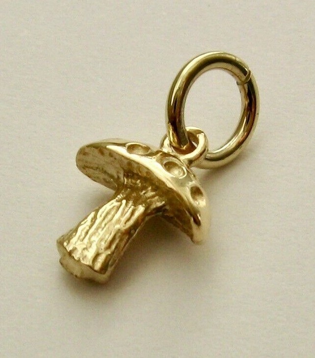 SOLID 9K 9ct Yellow GOLD 3D TOADSTOOL MUSHROOM Charm PENDANT